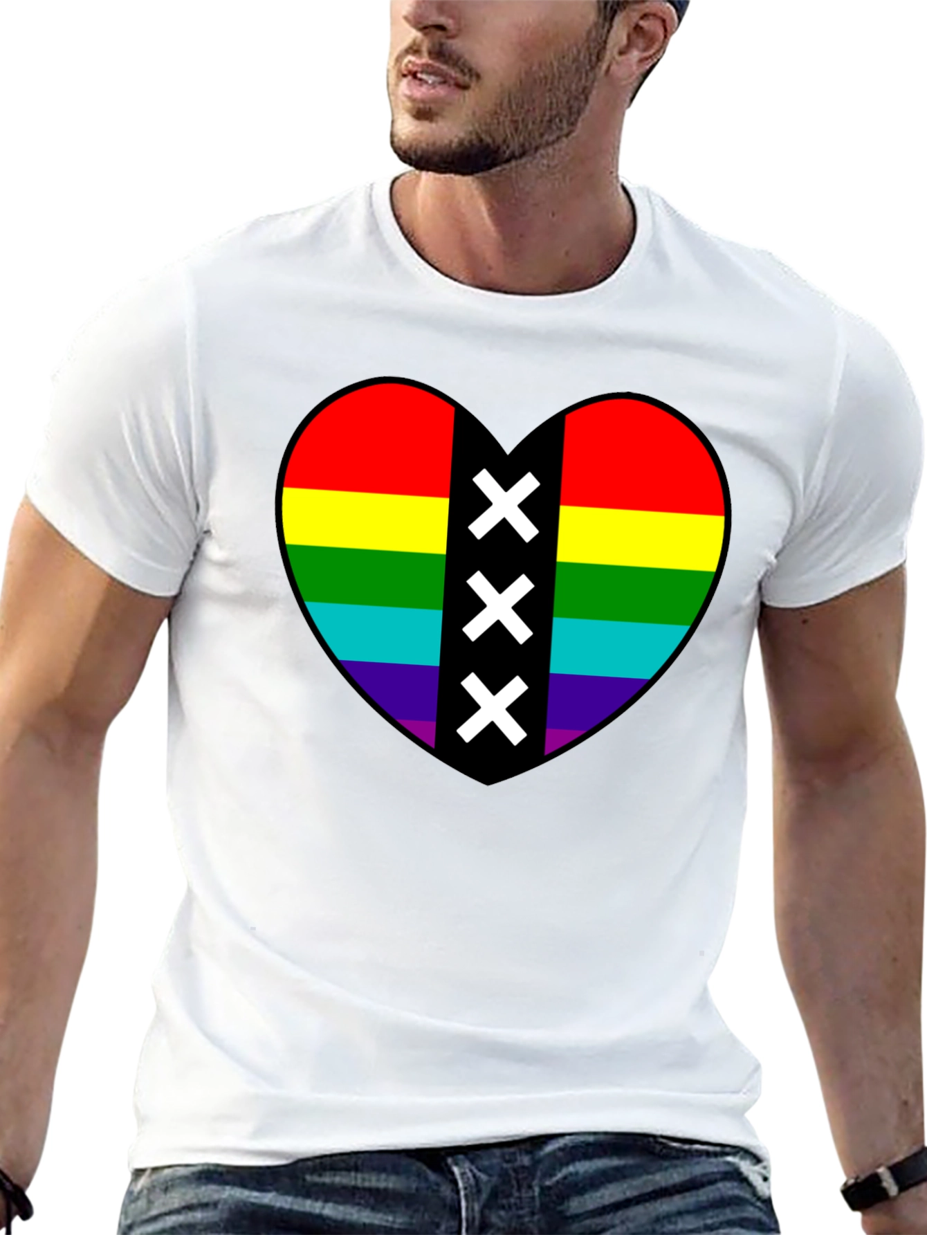 Pride Heart Amsterdam XXX T-Shirt - Black Cotton Tee