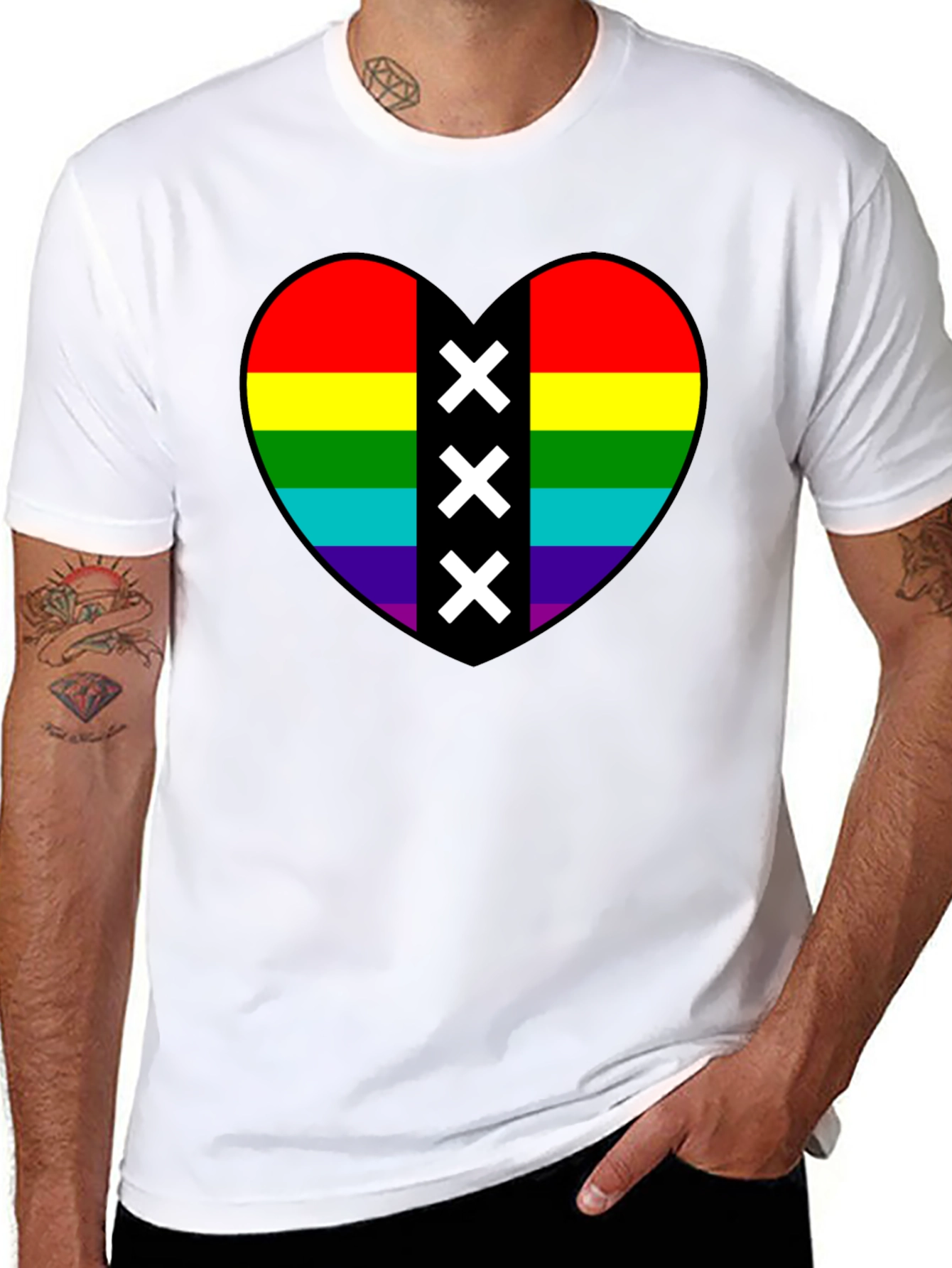 Pride Heart Amsterdam XXX T-Shirt - Black Cotton Tee