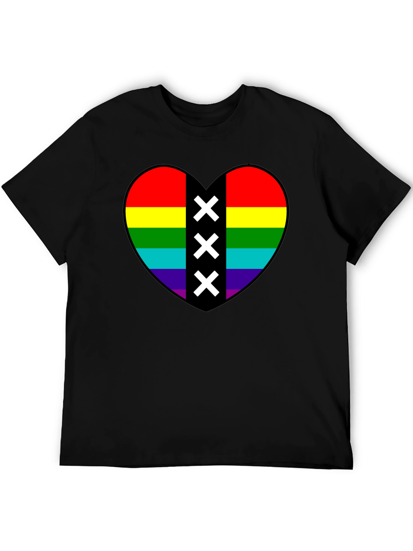 Pride Heart Amsterdam XXX T-Shirt - Black Cotton Tee