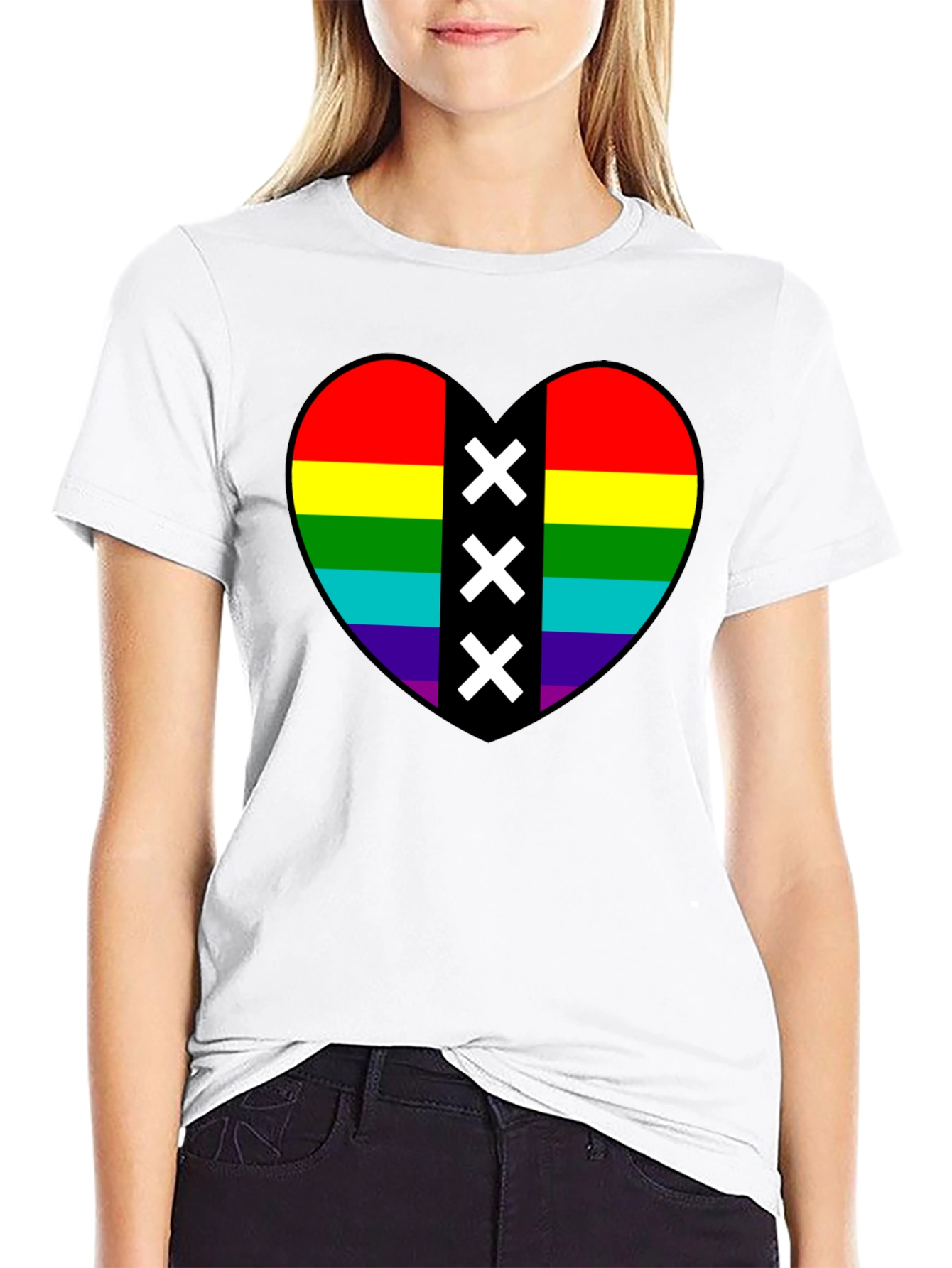 Pride Heart Amsterdam XXX T-Shirt - Black Cotton Tee