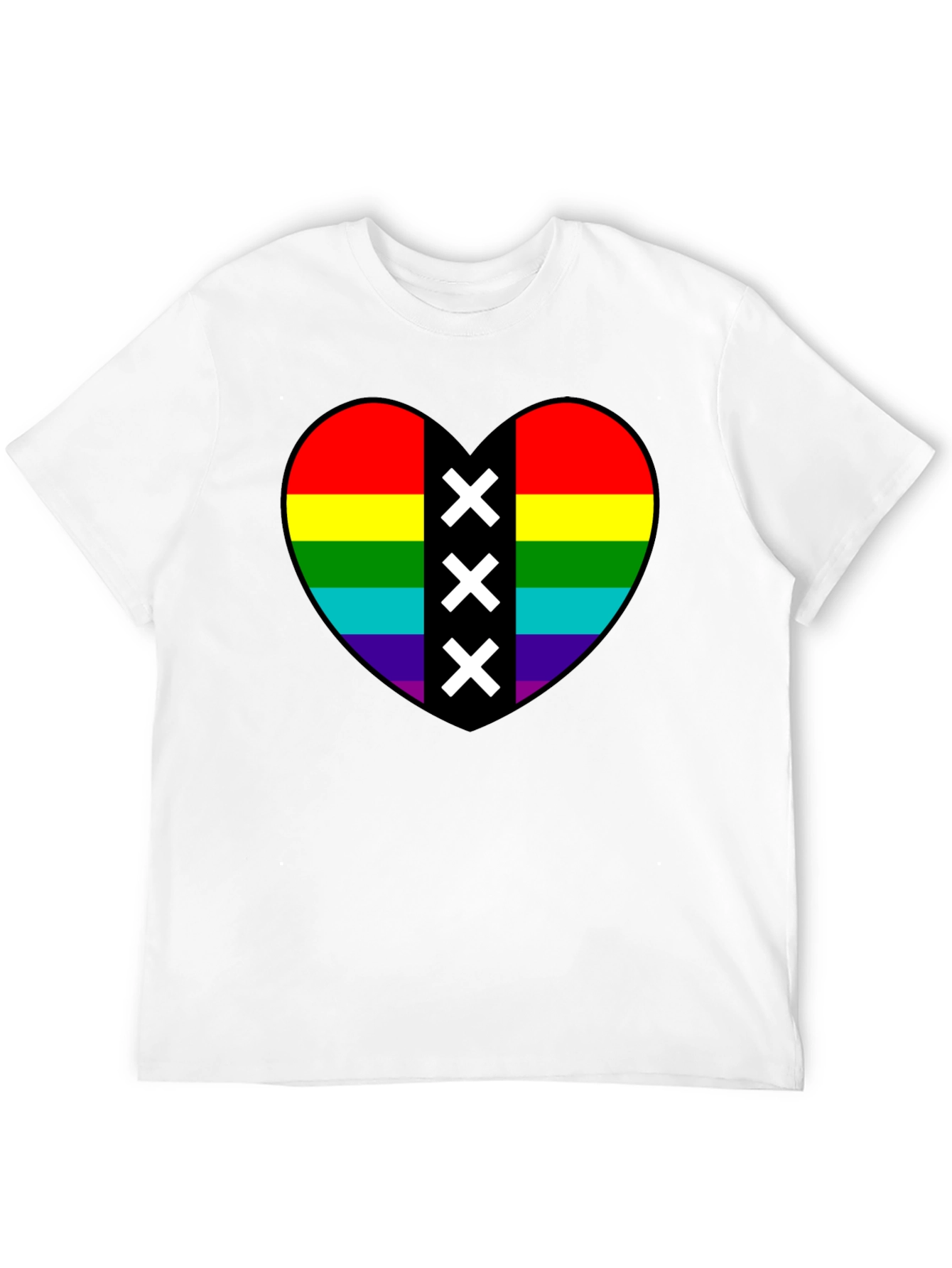 Pride Heart Amsterdam XXX T-Shirt - Black Cotton Tee