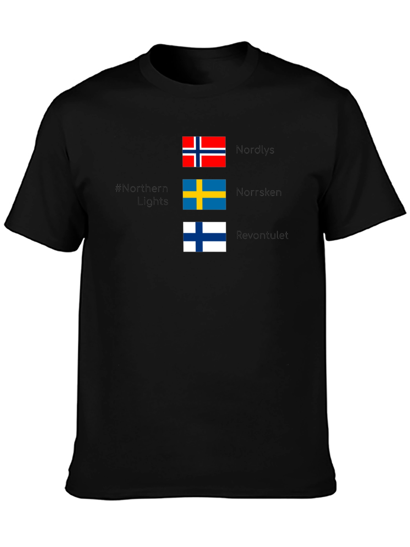 Northern Lights Nordic Flags T-Shirt