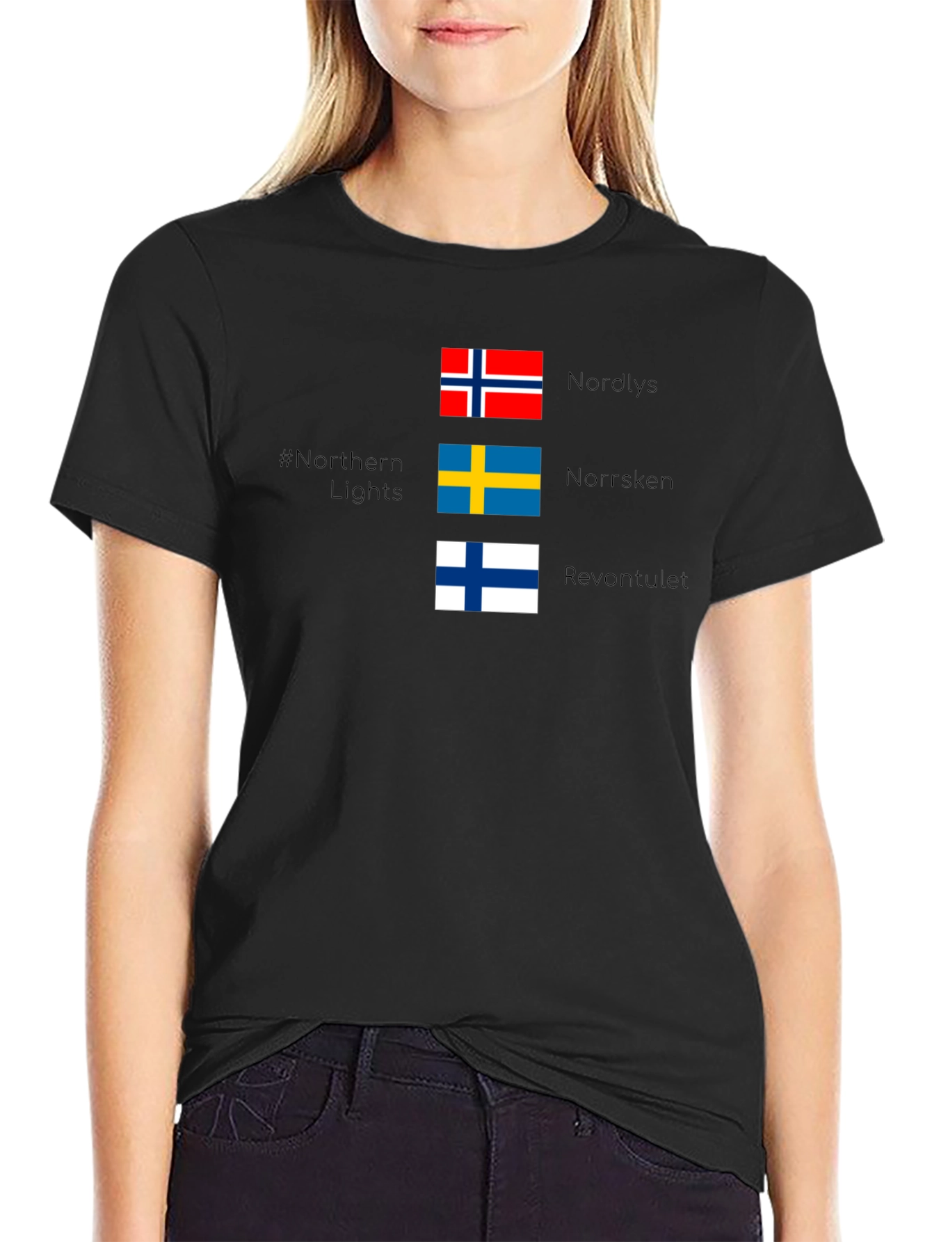 Northern Lights Nordic Flags T-Shirt