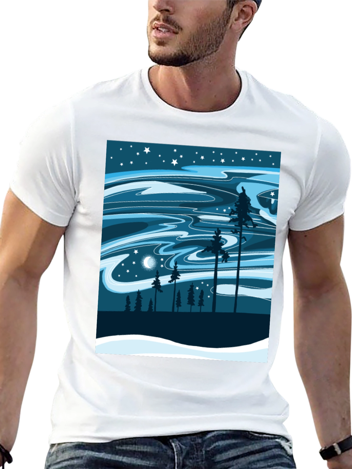 Night Sky Forest Graphic Tee