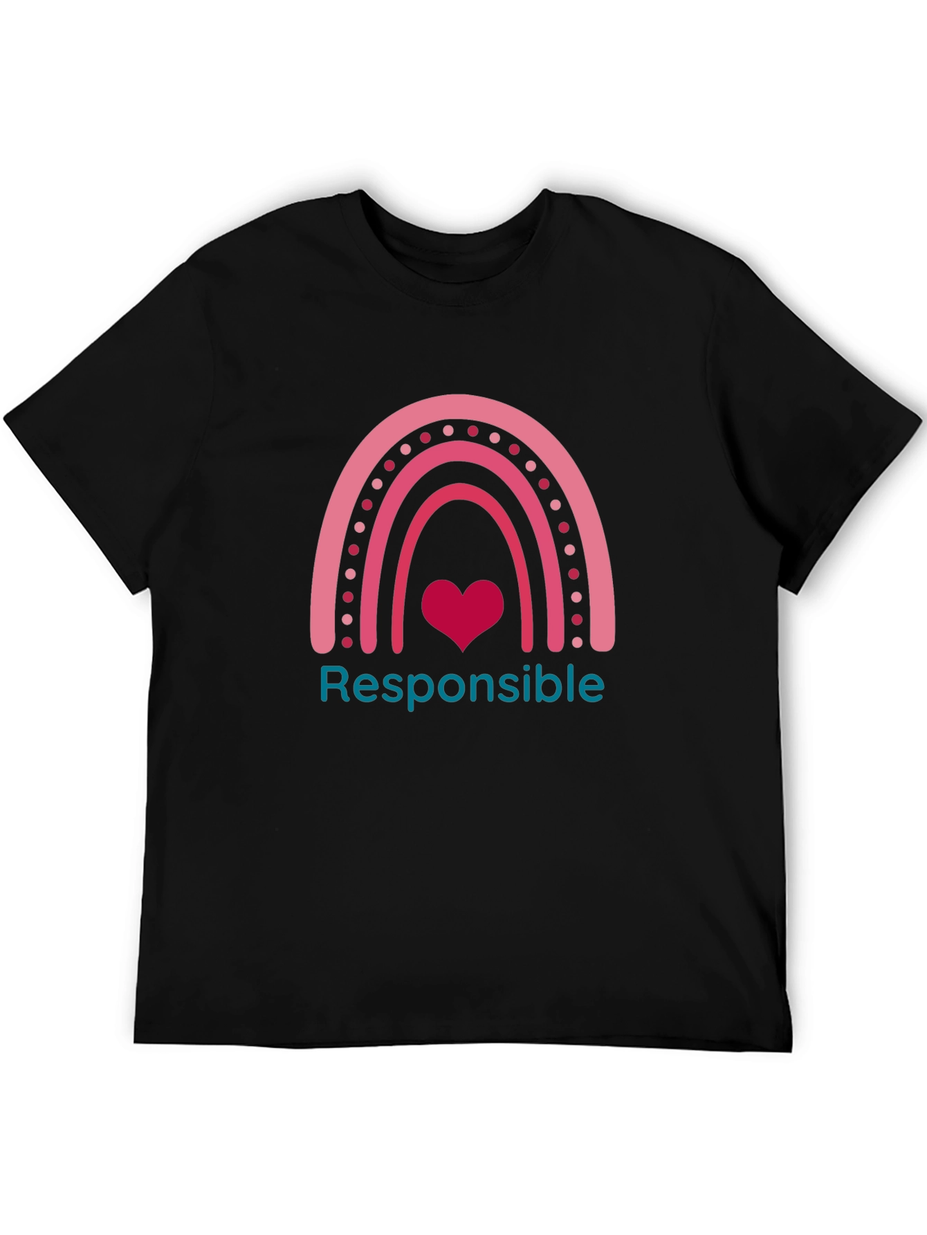 Responsible Rainbow Heart Graphic Tee - Black
