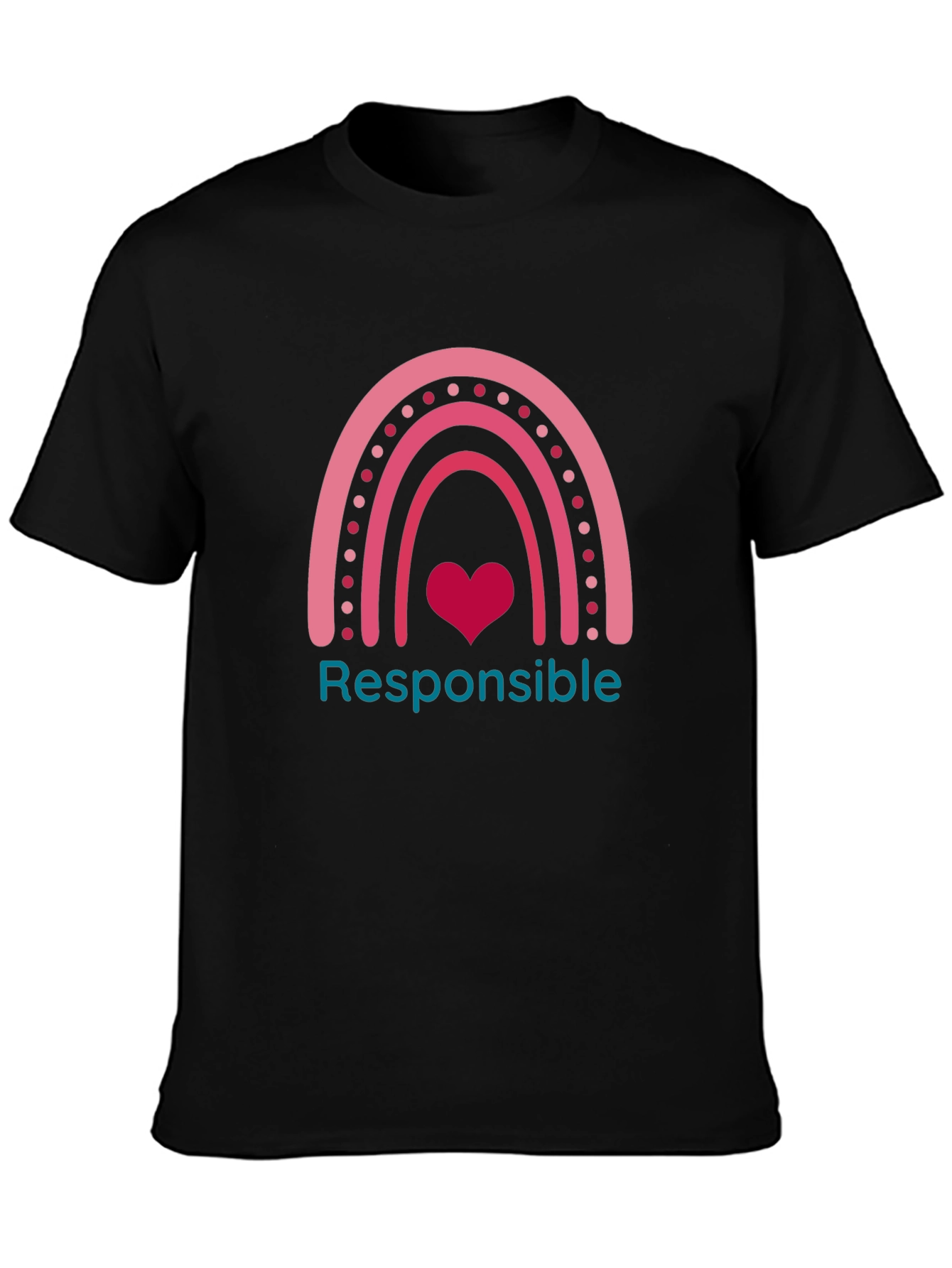 Responsible Rainbow Heart Graphic Tee - Black