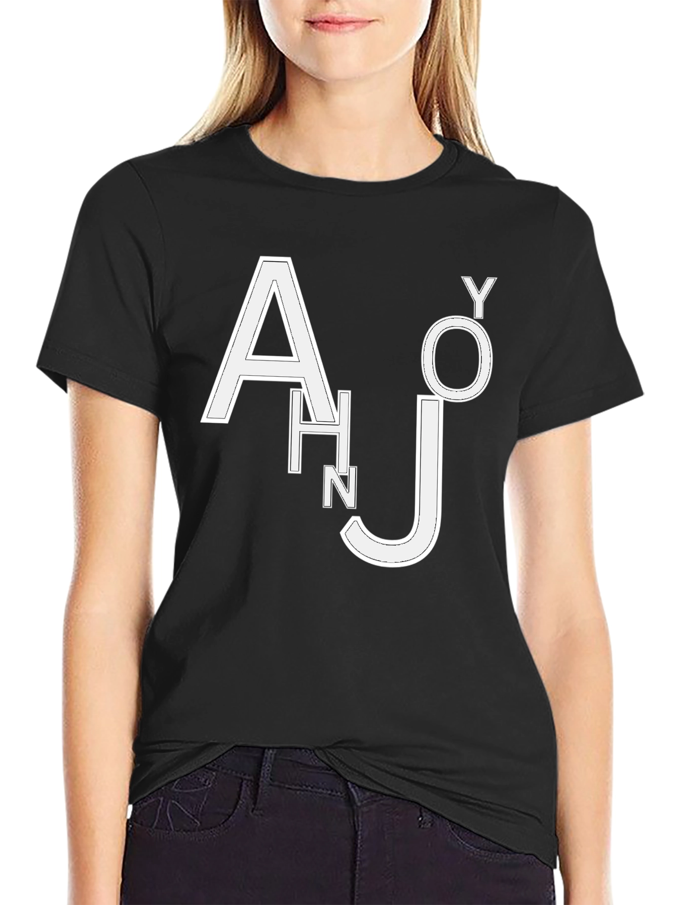 Trendy Black T-Shirt with White Letter Design