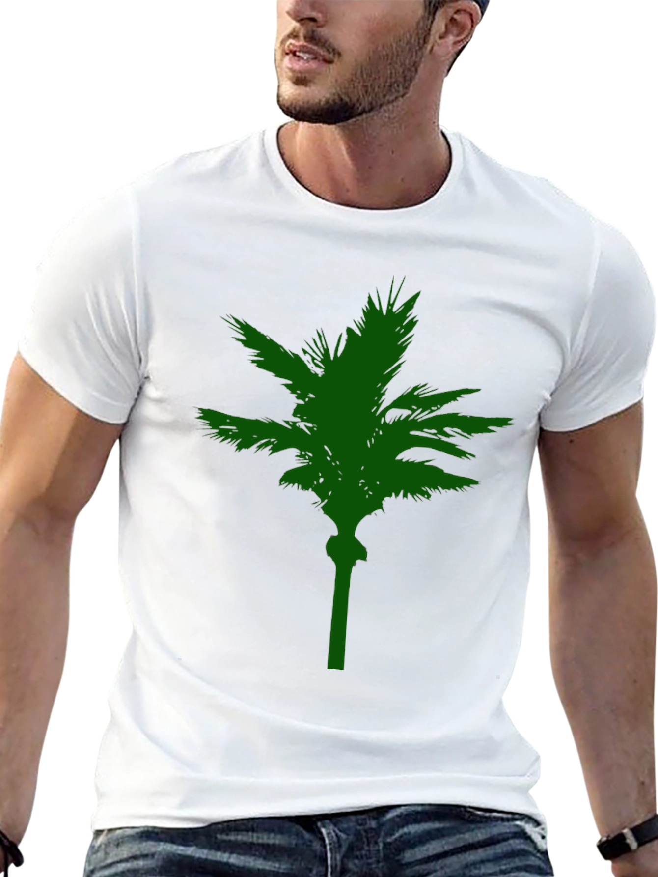 Green Palm Tree Graphic T-Shirt - Casual Comfort