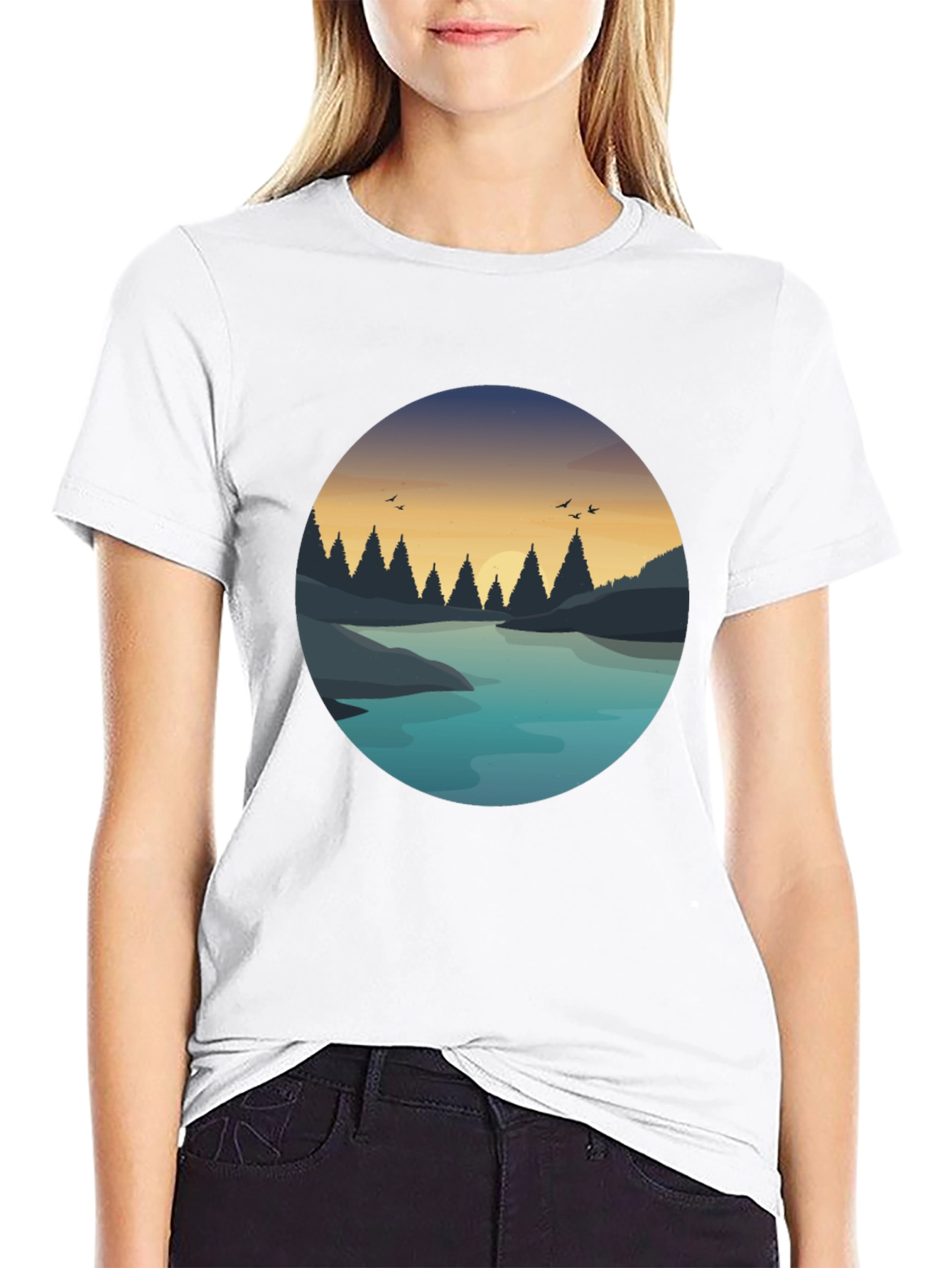 Nature Lake Graphic Print T-Shirt