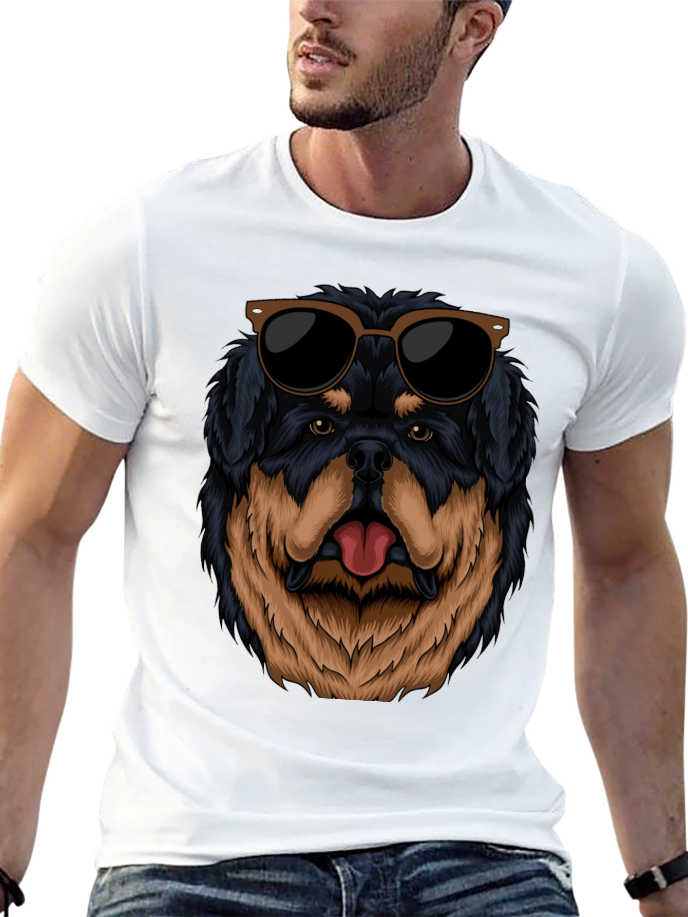 Cool Rottweiler Dog Graphic Black T-Shirt