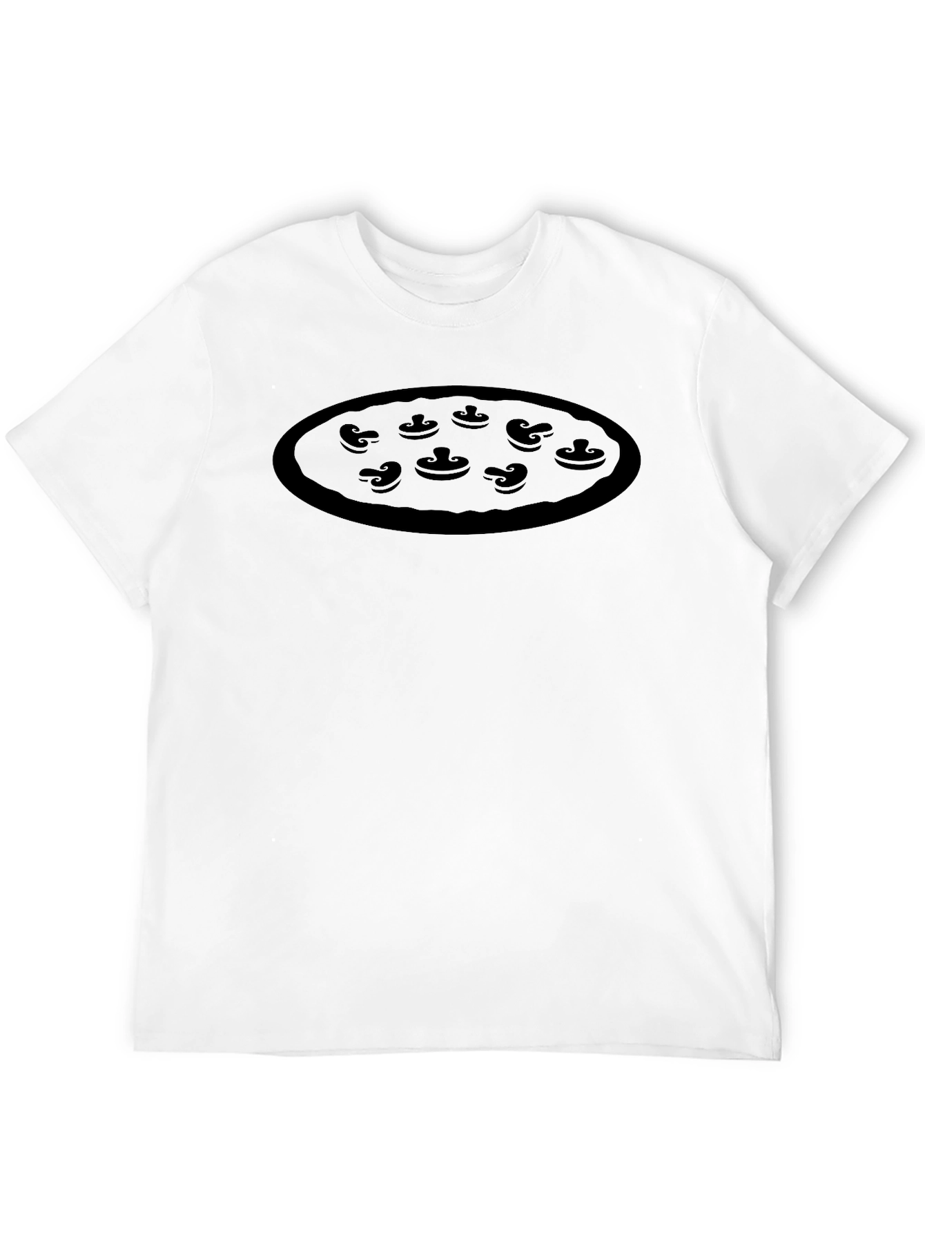 Mushroom Pizza Graphic Black T-Shirt