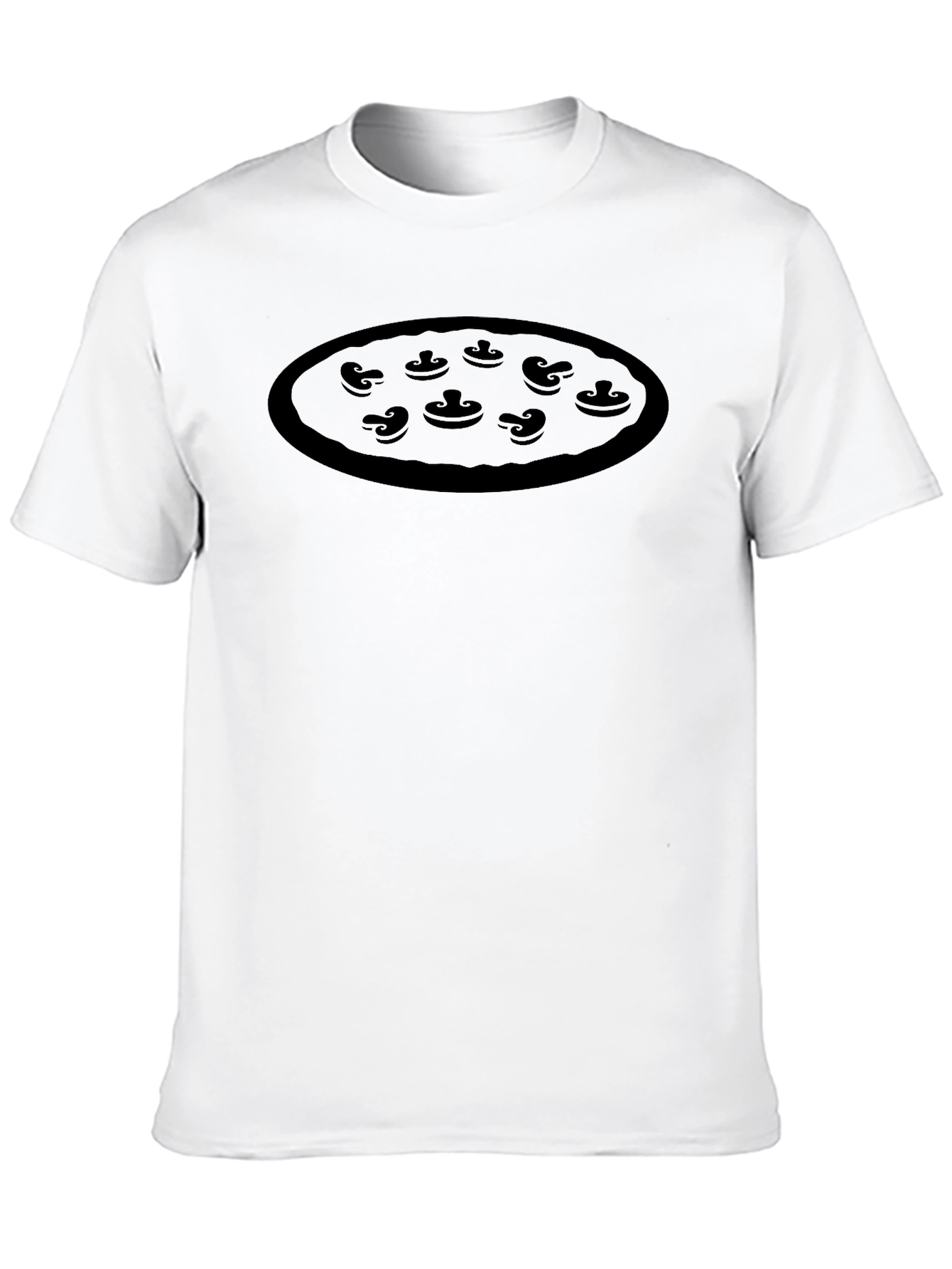 Mushroom Pizza Graphic Black T-Shirt
