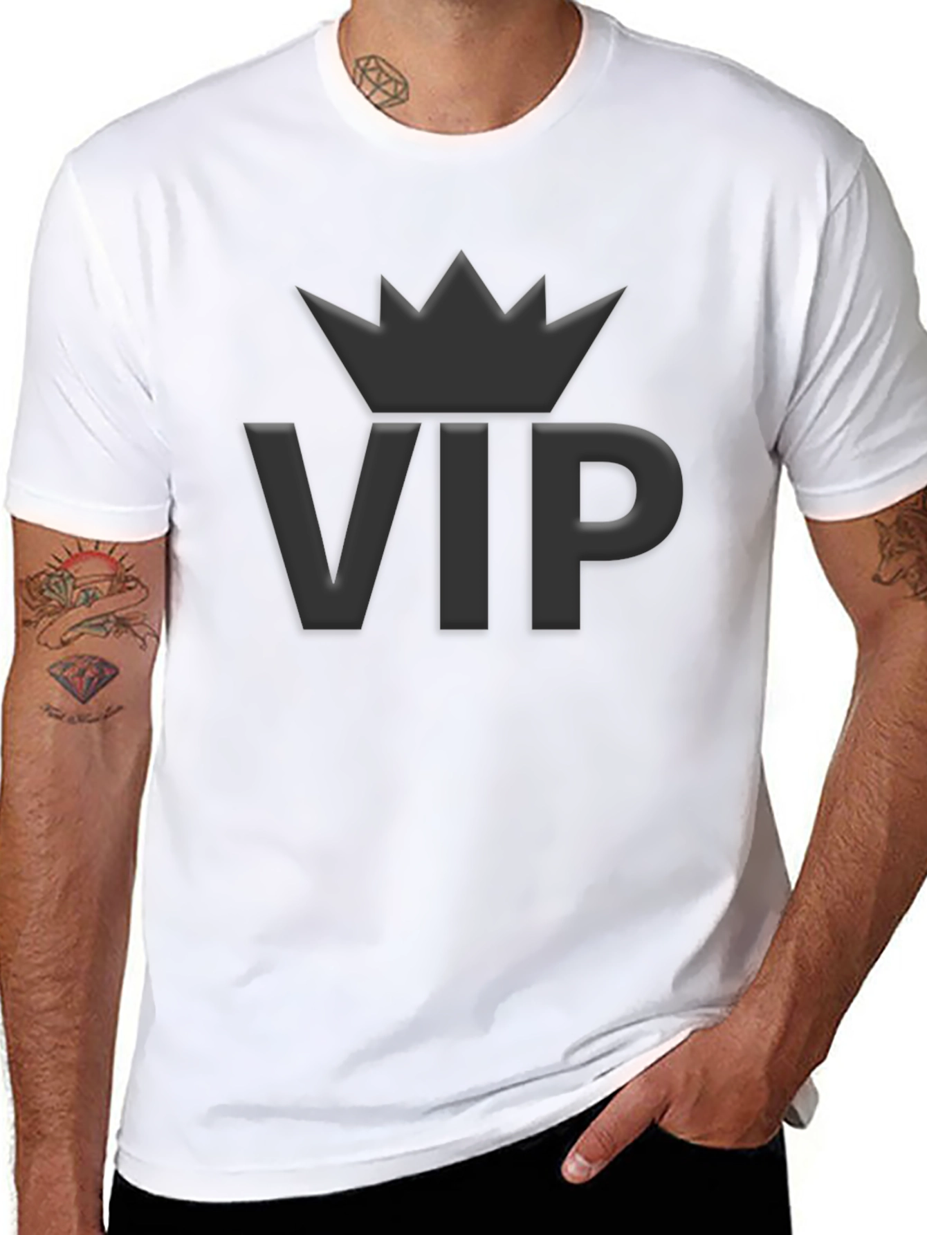 VIP Crown Graphic Tee - Premium Black Cotton Shirt