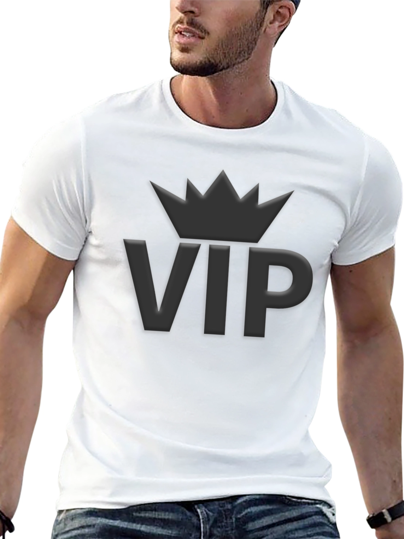 VIP Crown Graphic Tee - Premium Black Cotton Shirt