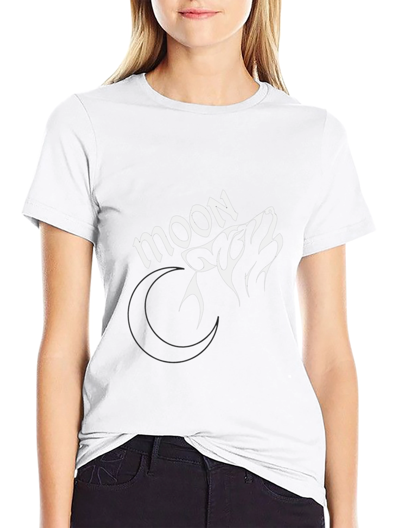 Moon Wolf Graphic Tee - Stylish Black T-Shirt
