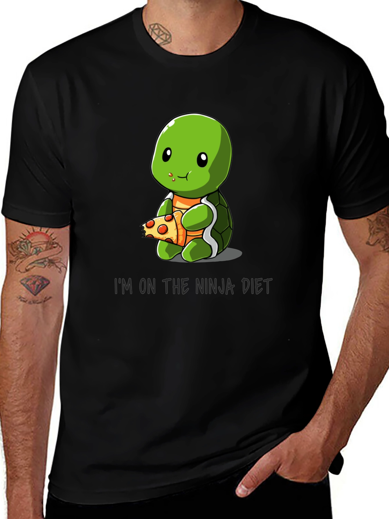 Ninja Diet Turtle Eating Pizza T-Shirt