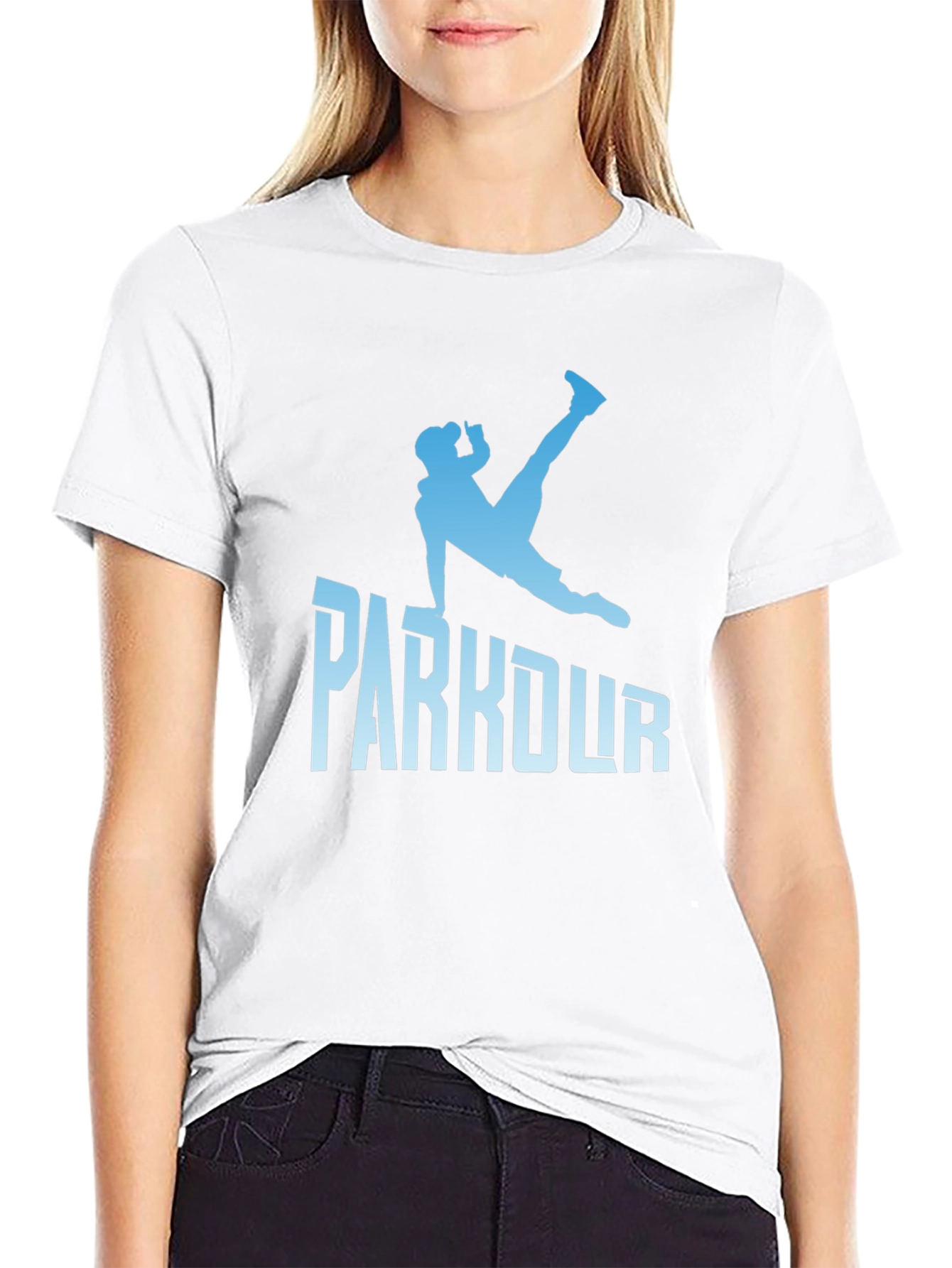 Parkour Silhouette Graphic Tee - Black Cotton