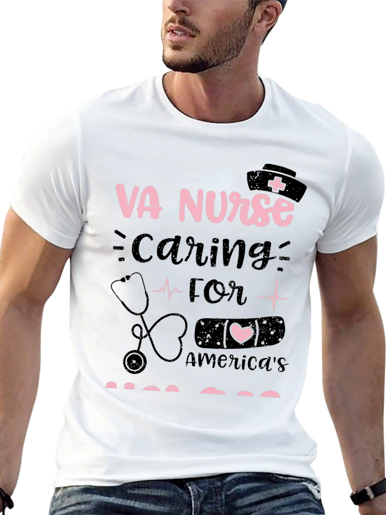 VA Nurse Caring for Americas Heroes Graphic T-Shirt