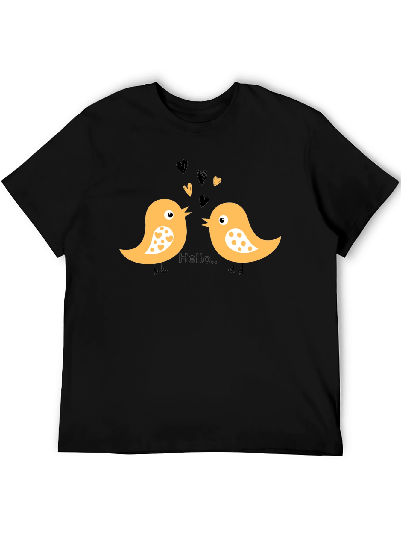 Cute Bird Love T-Shirt - Black Cotton Tee