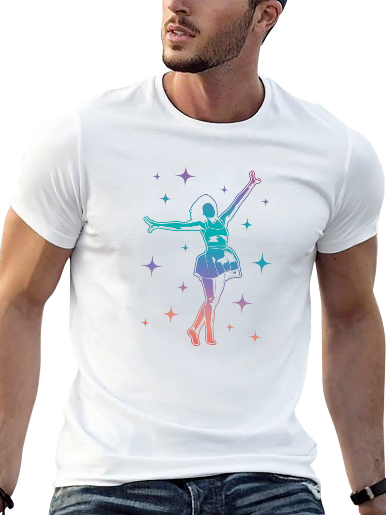 Dancing Star Graphic Tee - Black Cotton
