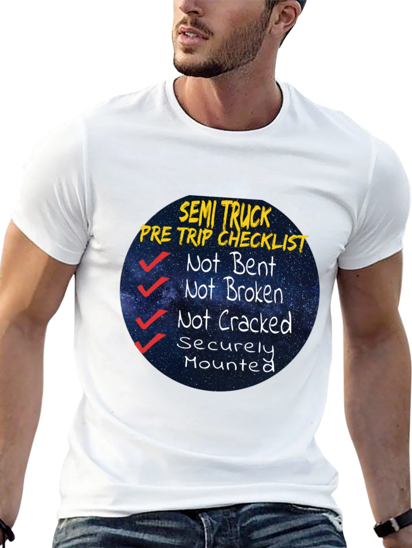 Semi Truck Pre Trip Checklist Black T-Shirt