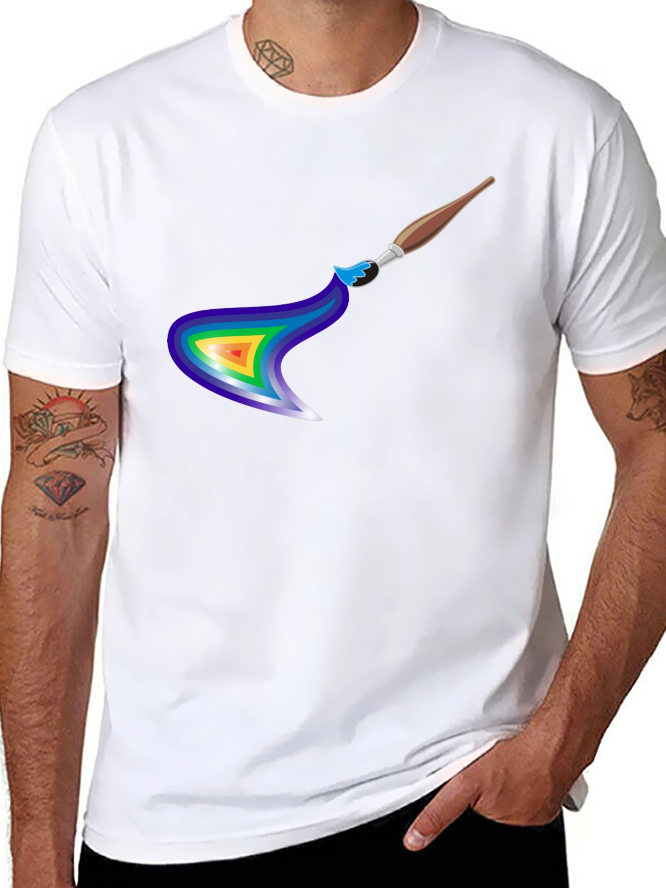 Rainbow Paintbrush Design T-Shirt