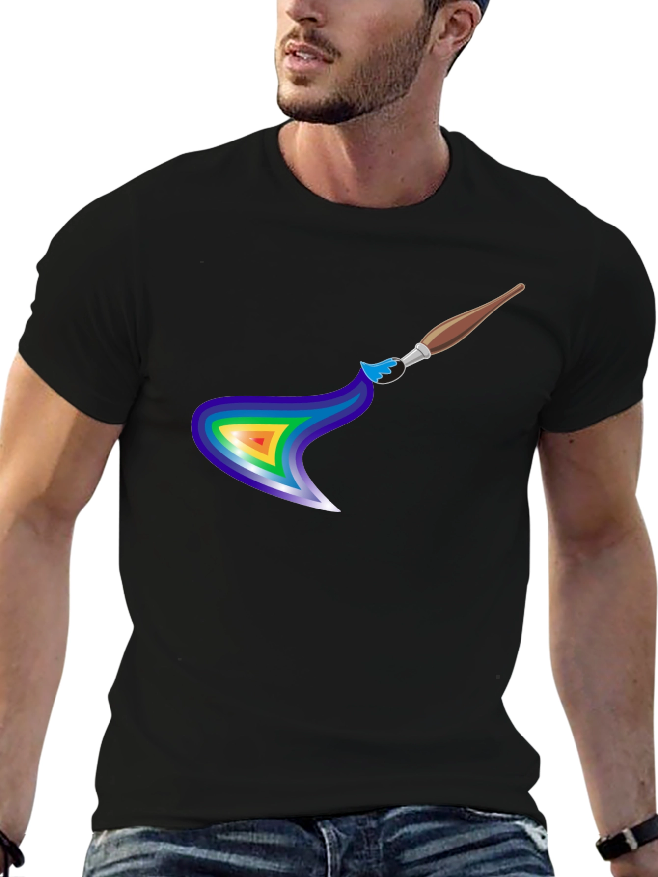 Rainbow Paintbrush Design T-Shirt
