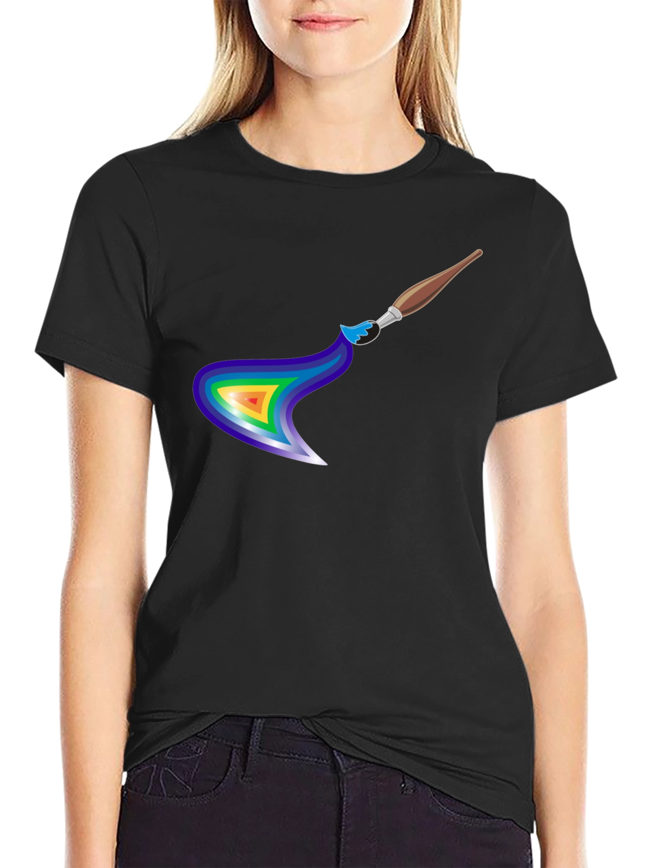 Rainbow Paintbrush Design T-Shirt