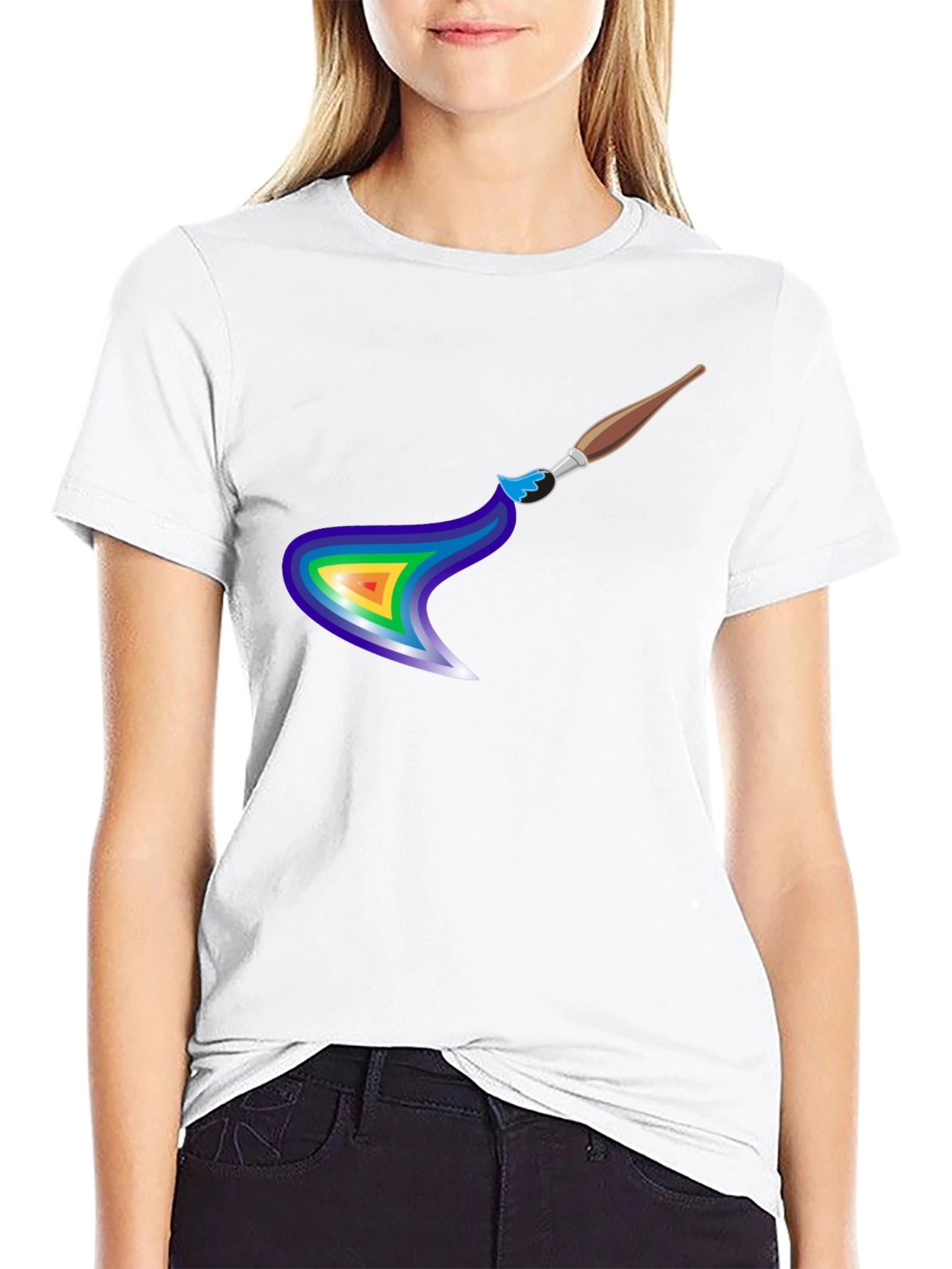Rainbow Paintbrush Design T-Shirt
