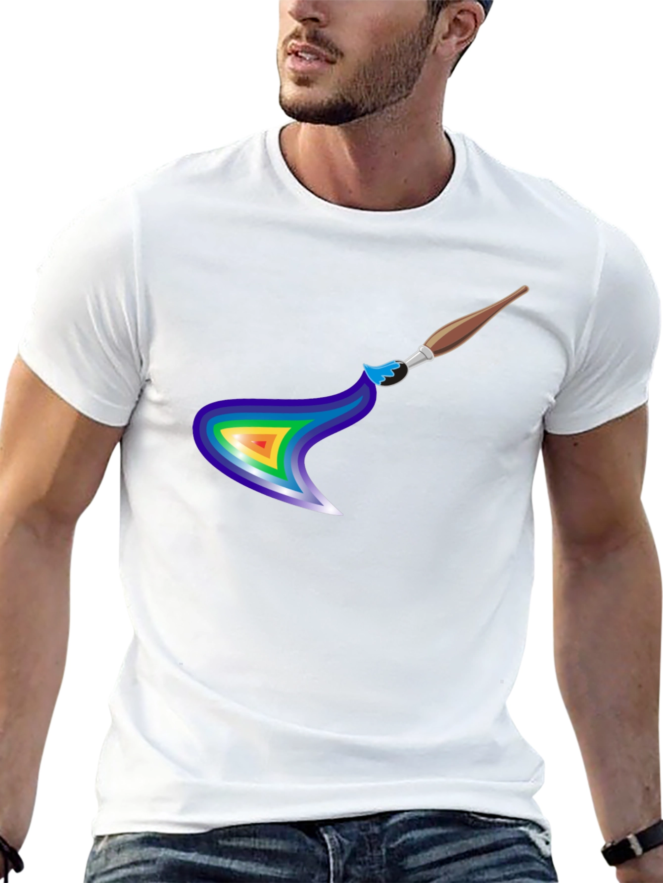 Rainbow Paintbrush Design T-Shirt