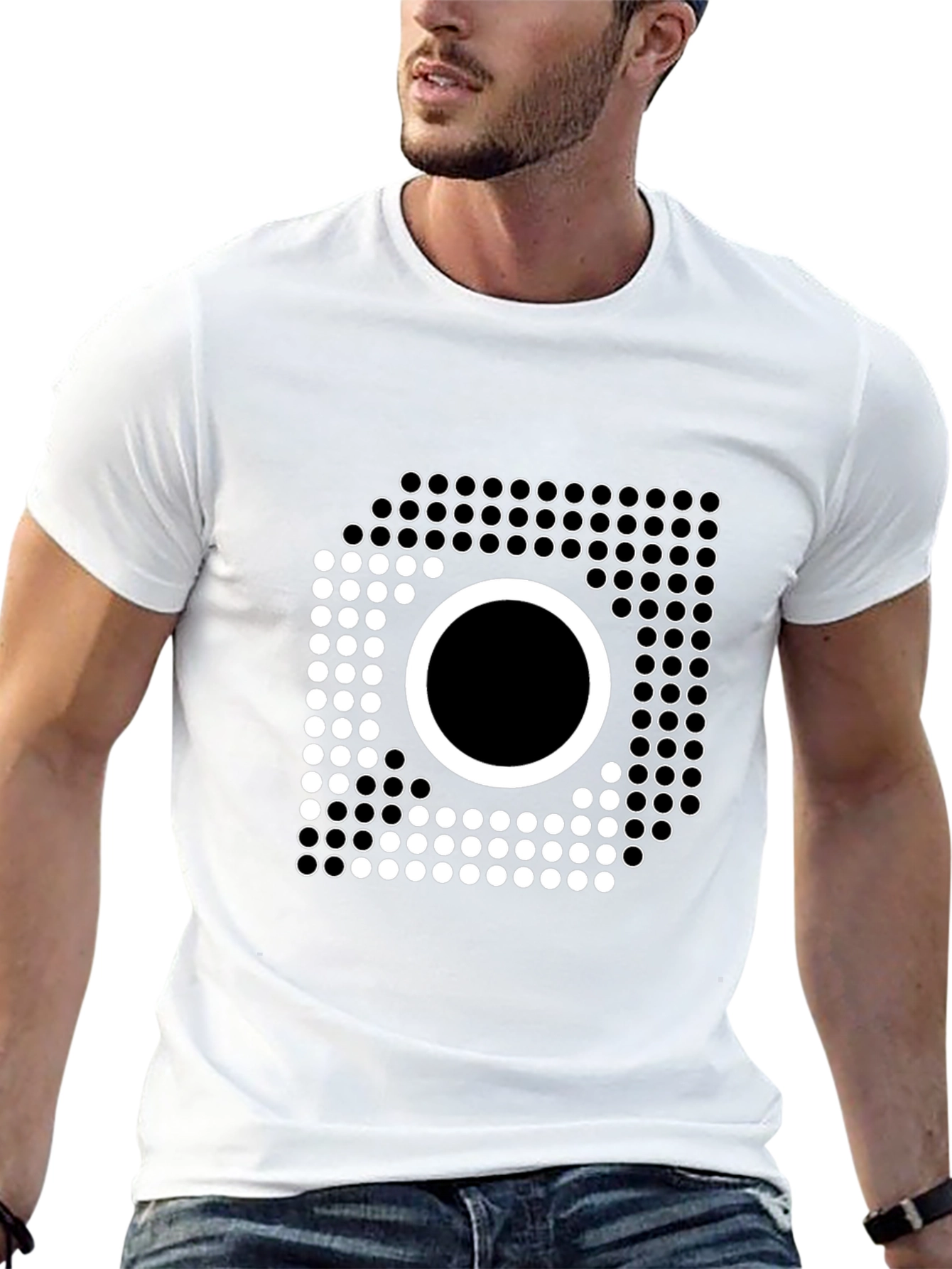 Geometric Circle Graphic Tee - Modern Style Black T-Shirt