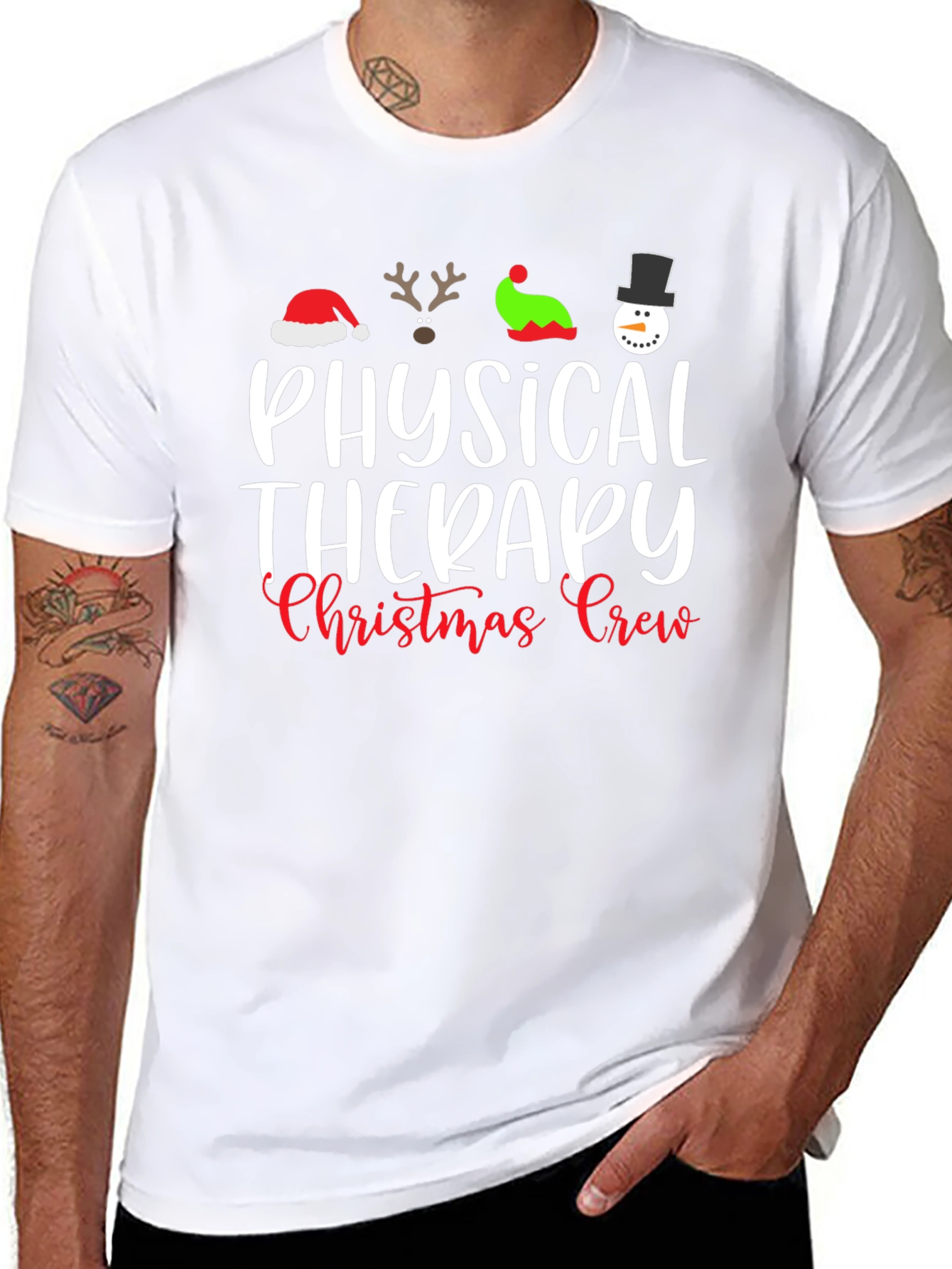 Physical Therapy Christmas Crew Black T-Shirt
