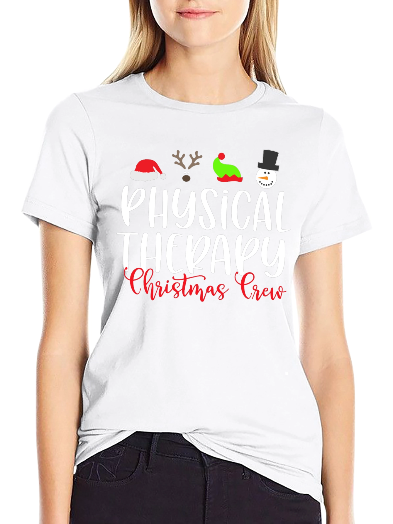 Physical Therapy Christmas Crew Black T-Shirt