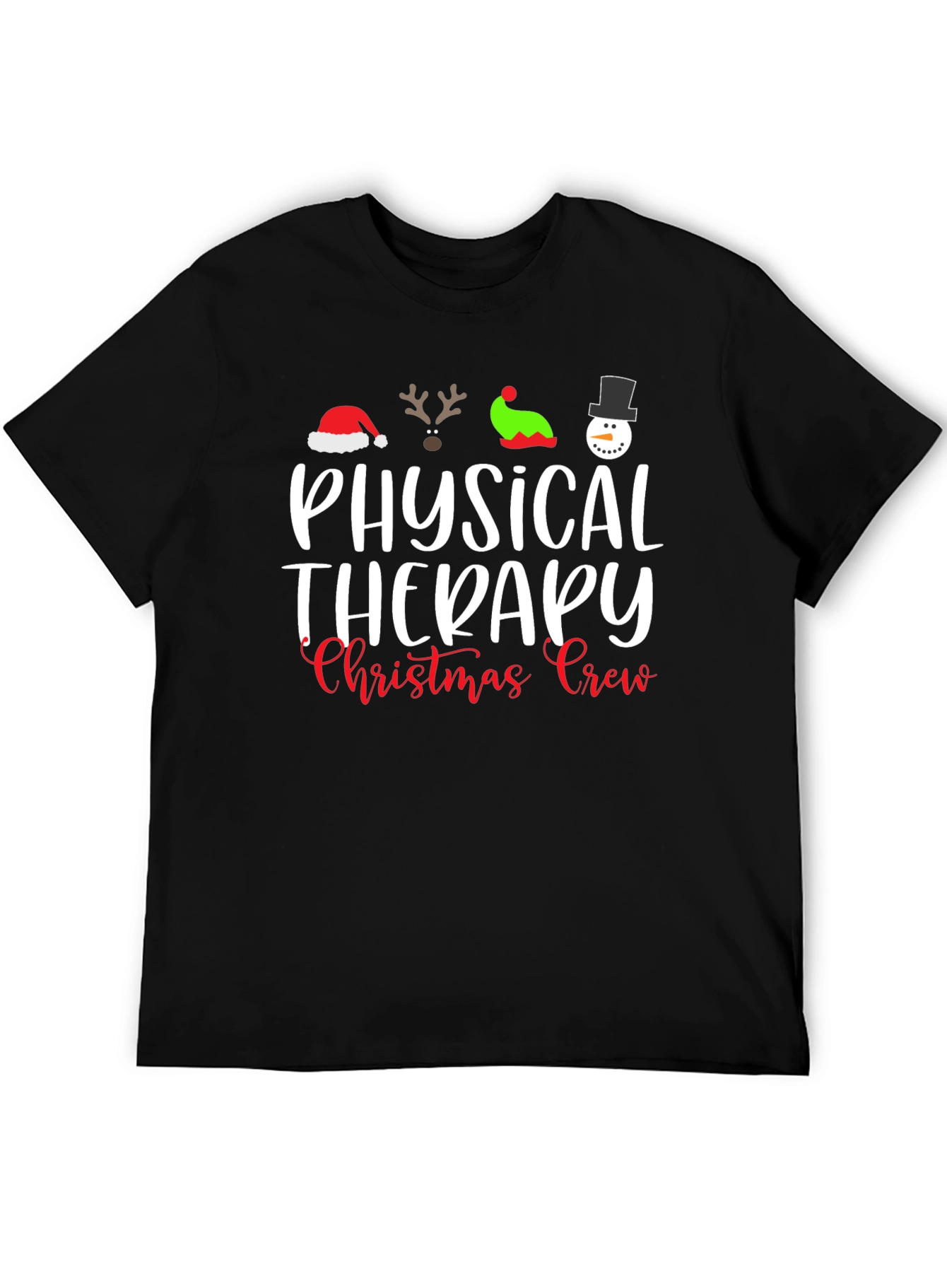 Physical Therapy Christmas Crew Black T-Shirt