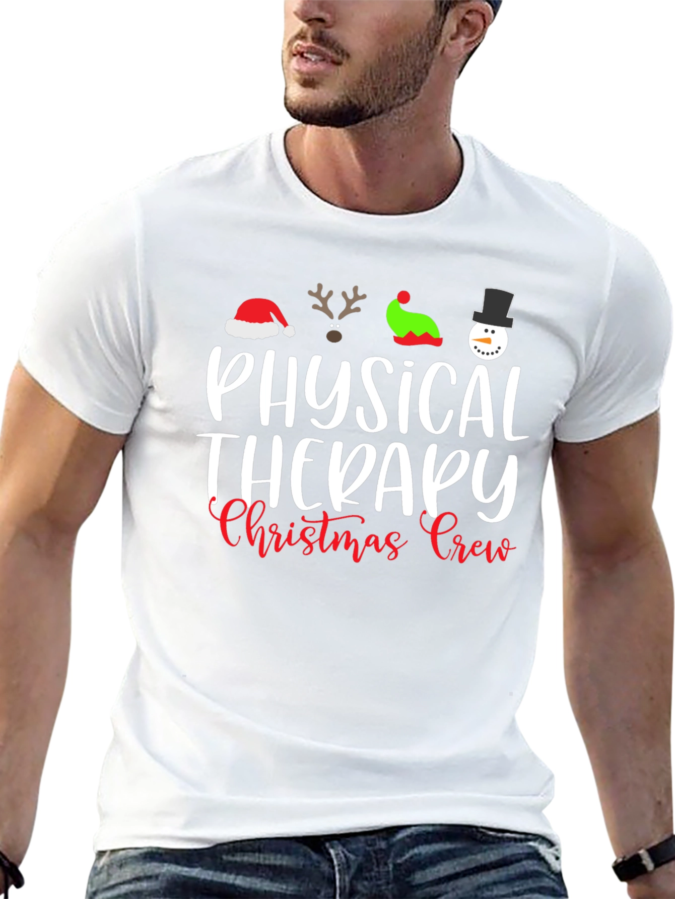 Physical Therapy Christmas Crew Black T-Shirt