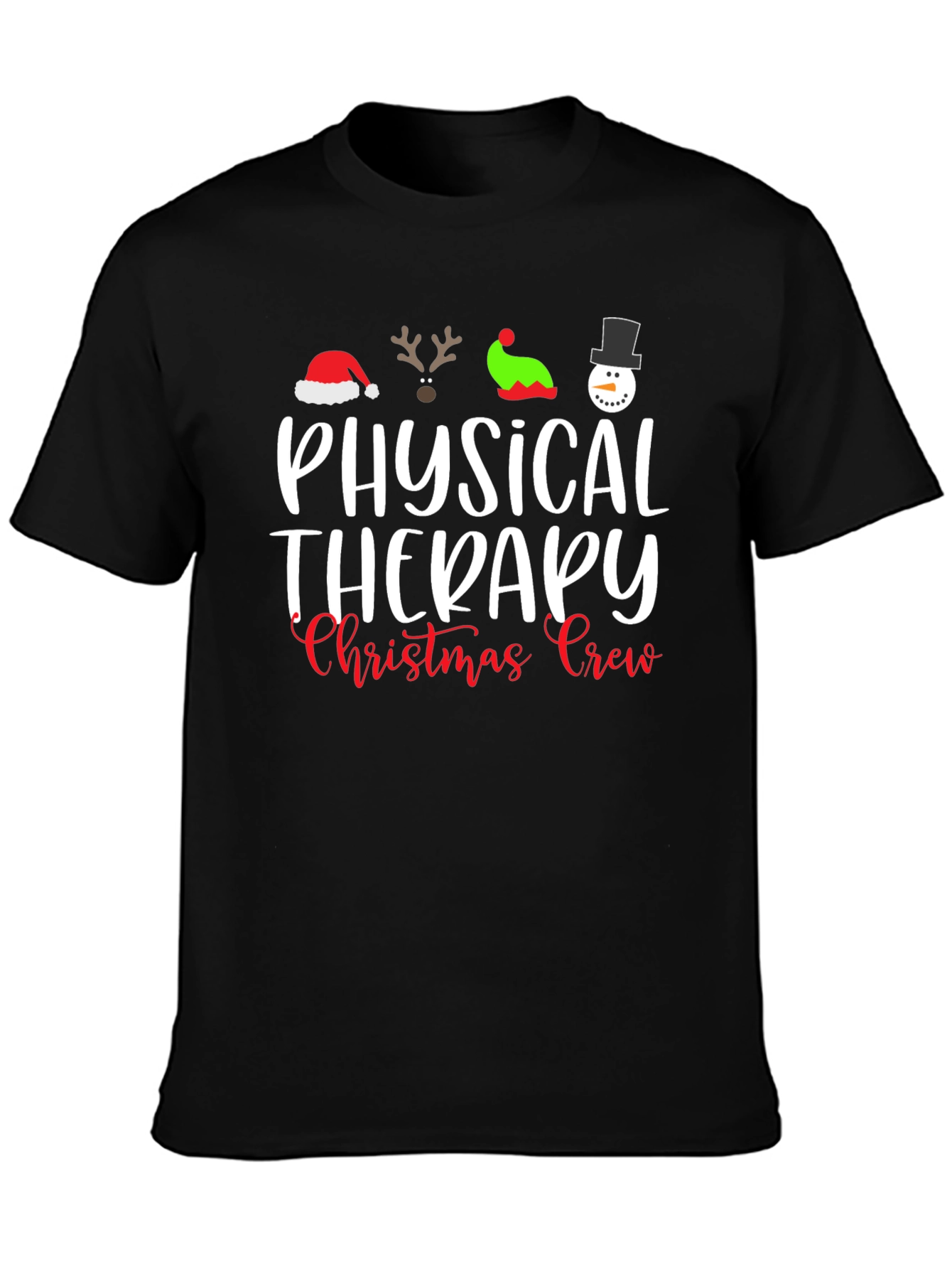 Physical Therapy Christmas Crew Black T-Shirt