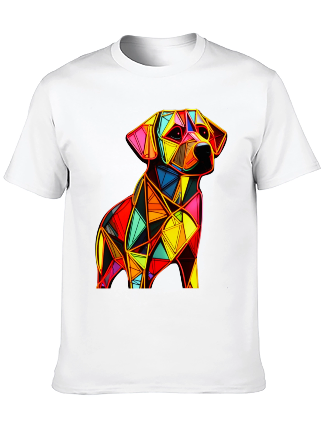 Geometric Dog Graphic Black T-Shirt