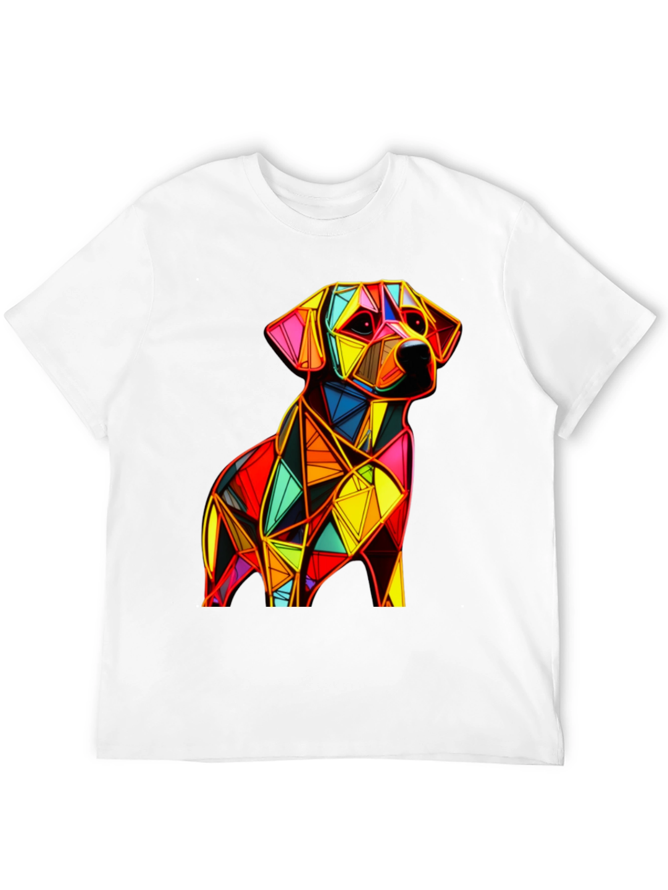 Geometric Dog Graphic Black T-Shirt