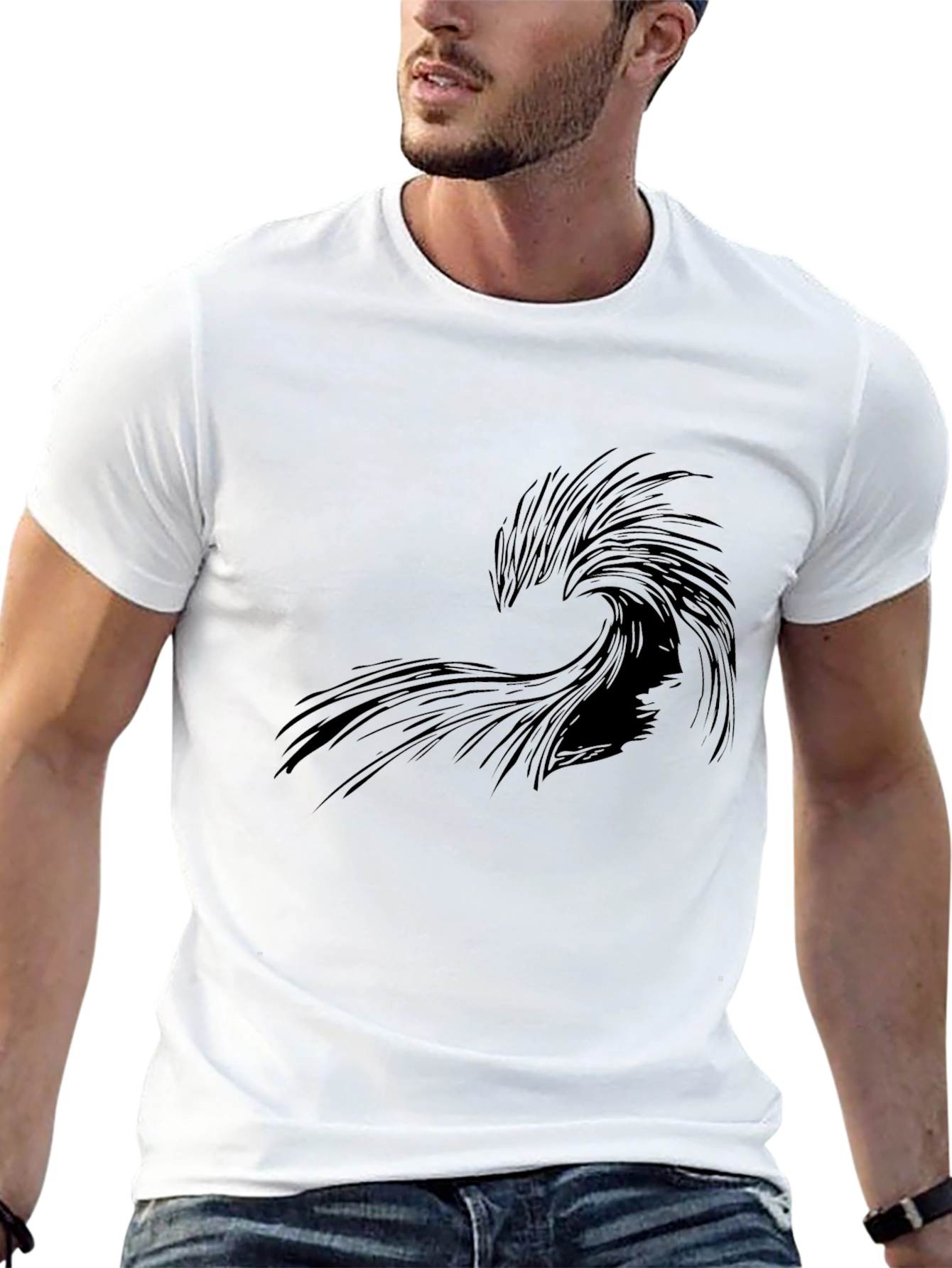 Stylish Black Wave Graphic Tee