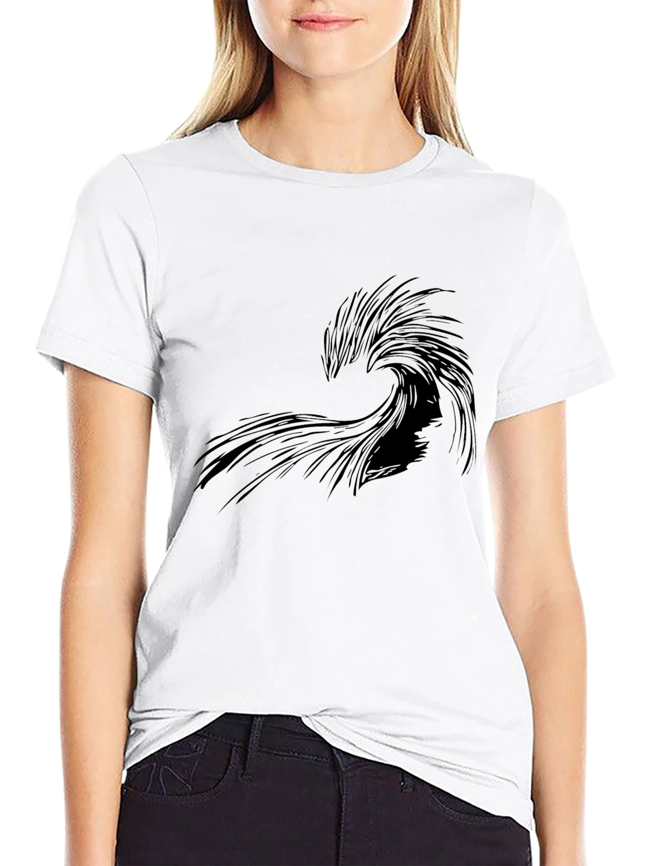 Stylish Black Wave Graphic Tee