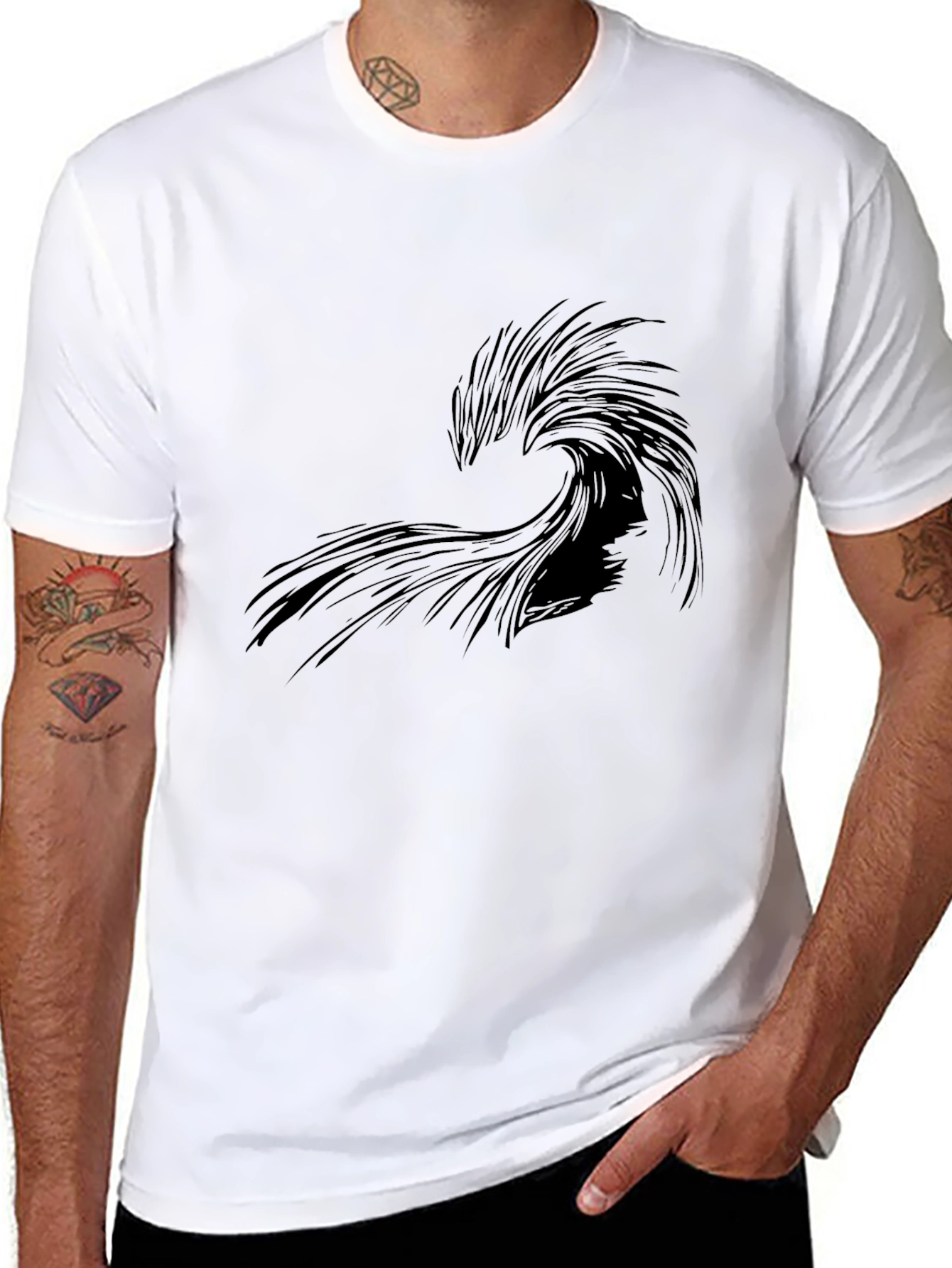 Stylish Black Wave Graphic Tee