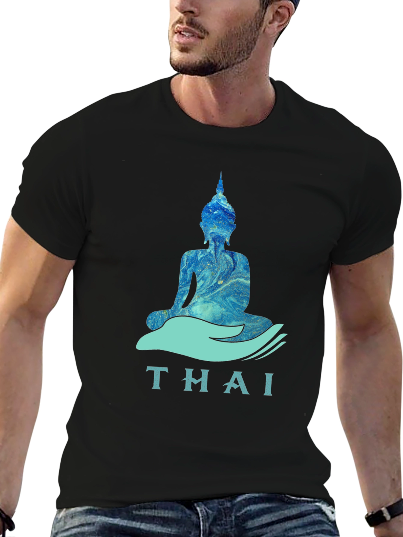 Thai Buddha Graphic T-Shirt - Black
