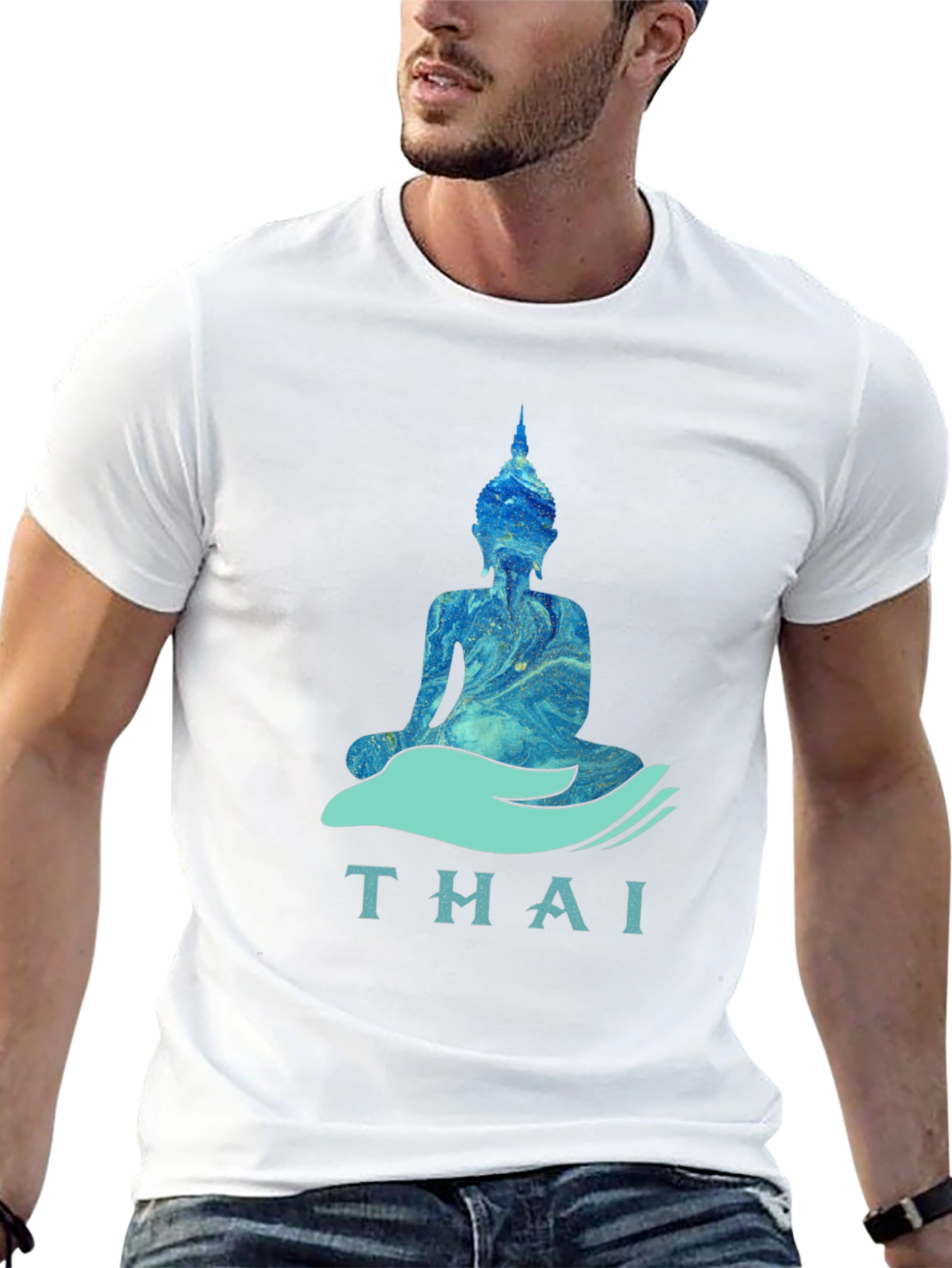 Thai Buddha Graphic T-Shirt - Black