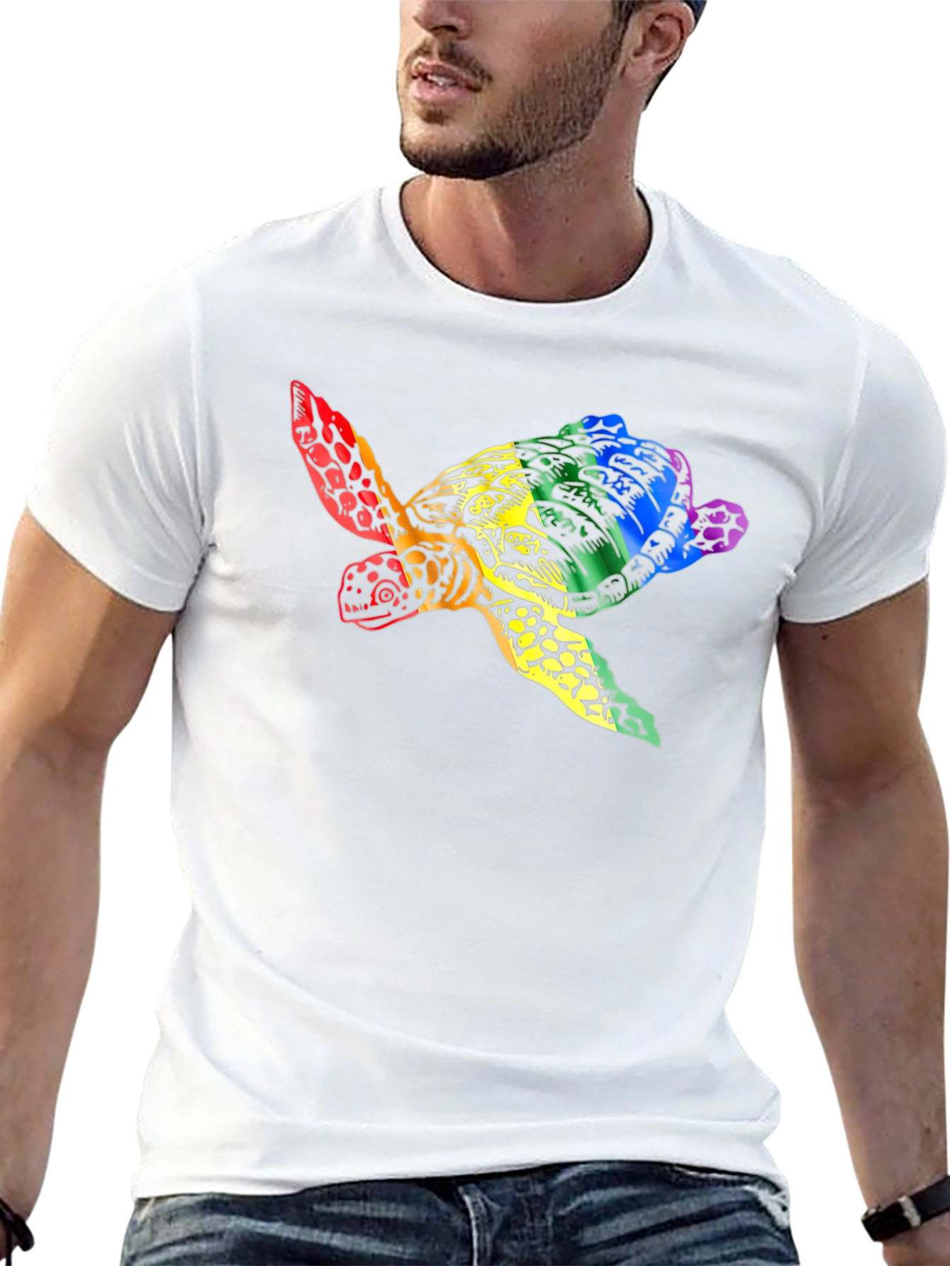 Rainbow Turtle Graphic Tee - Black Unisex T-Shirt