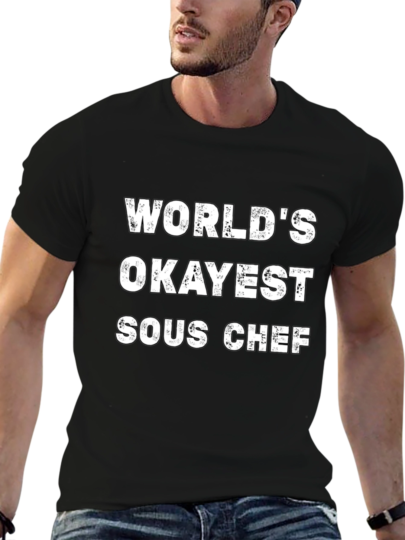 Worlds Okayest Sous Chef Black T-Shirt