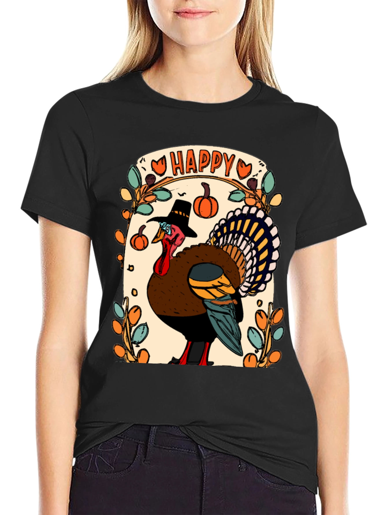 Happy Thanksgiving Turkey Graphic Tee