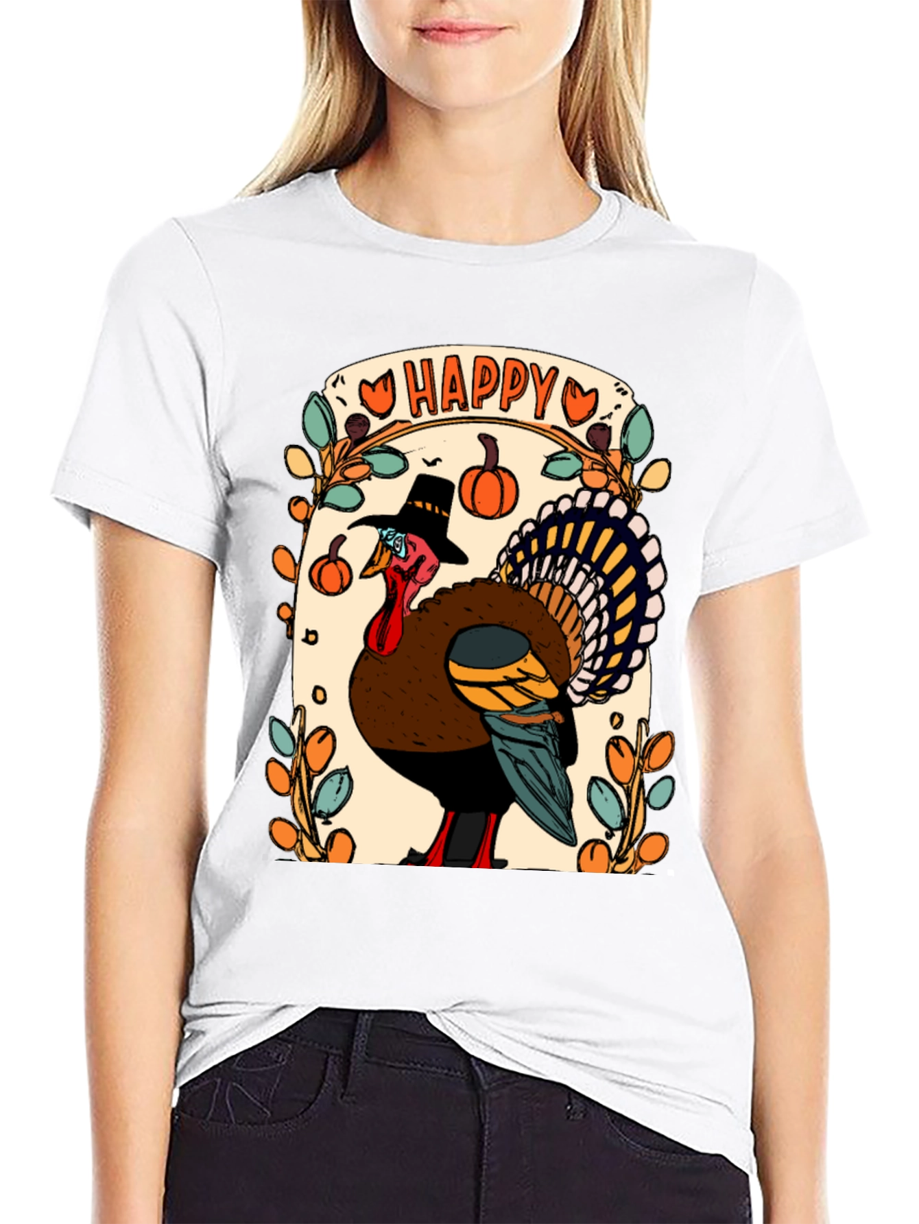 Happy Thanksgiving Turkey Graphic Tee