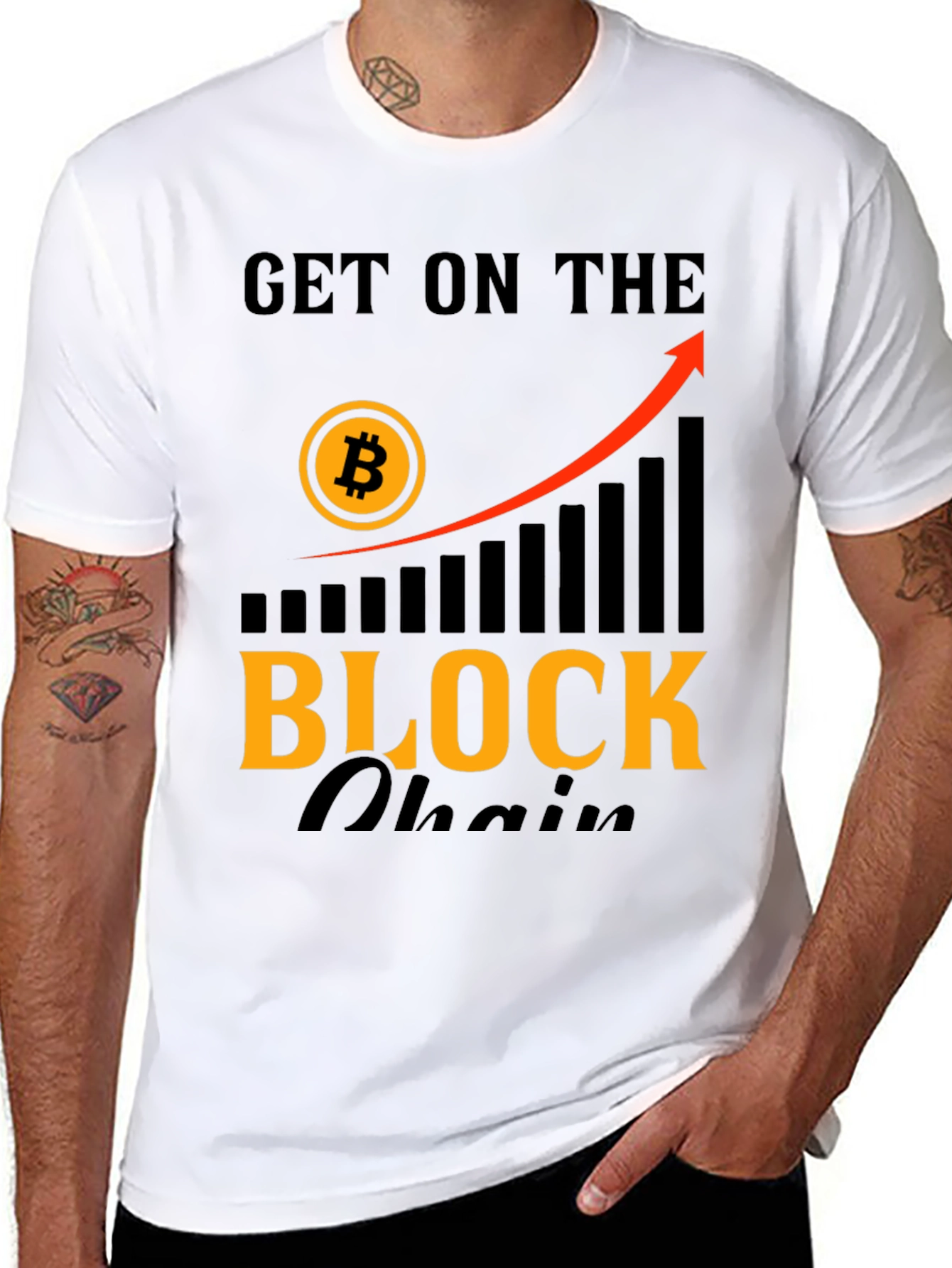 Get On The Blockchain T-Shirt - Bitcoin Crypto Tee
