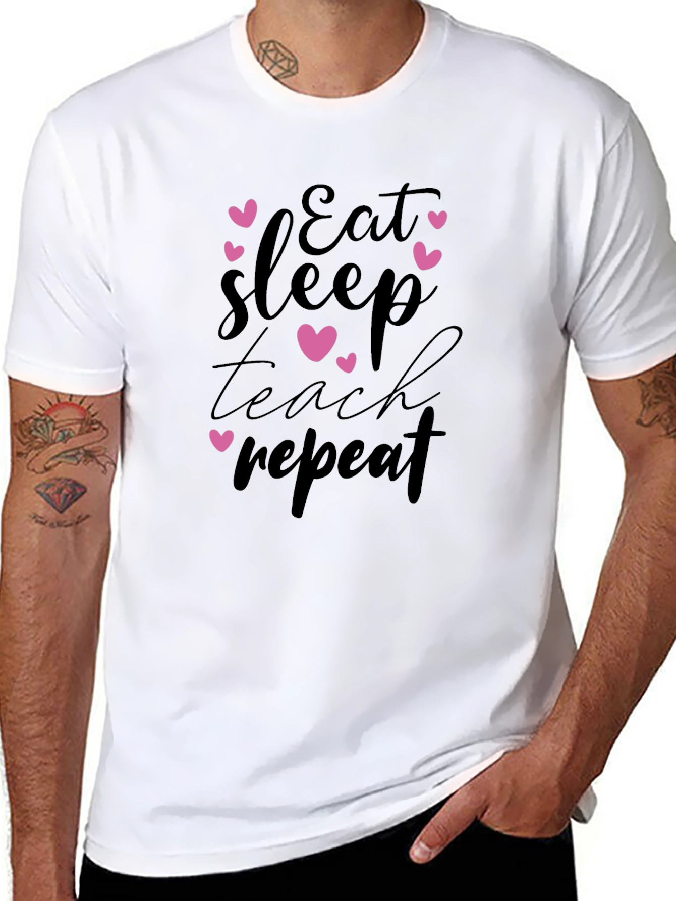 Eat Sleep Teach Repeat Teacher Graphic T-Shirt