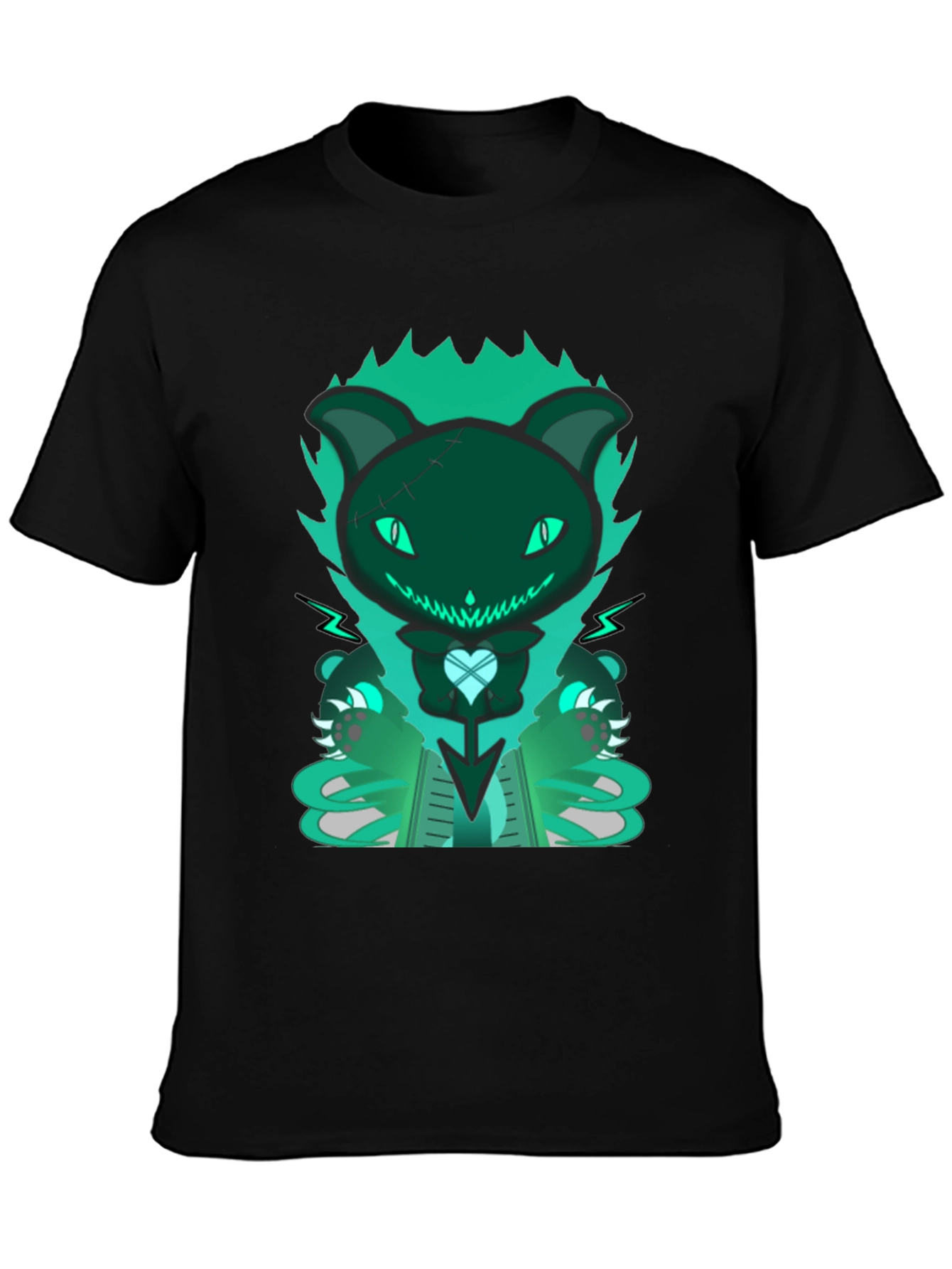 Gothic Cat Tee - Dark & Playful Design